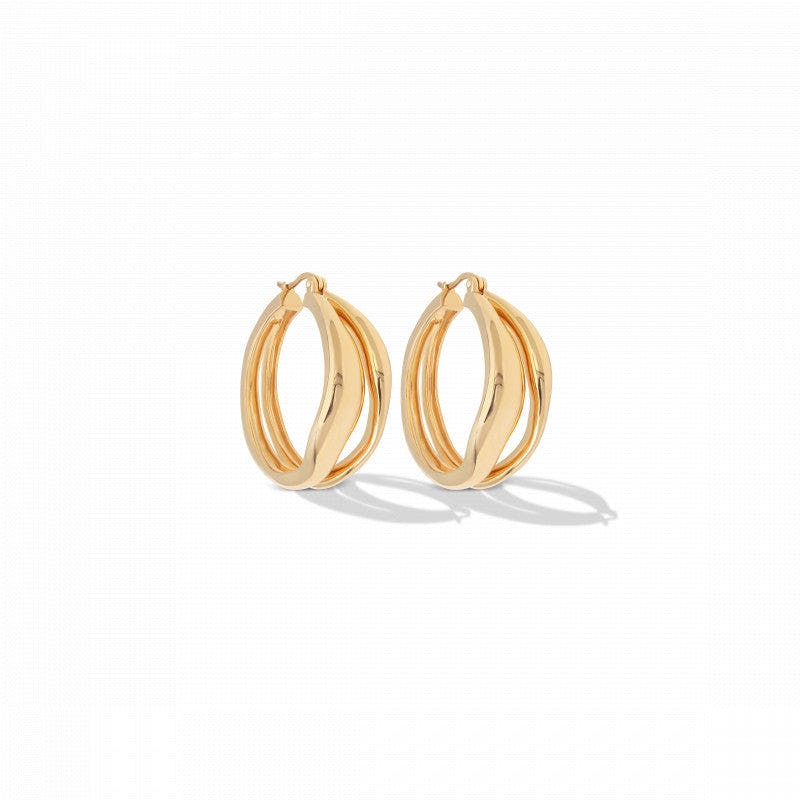 Saya Assymetric Earring Hoop Gold Plated - Small, a product by By Majime 