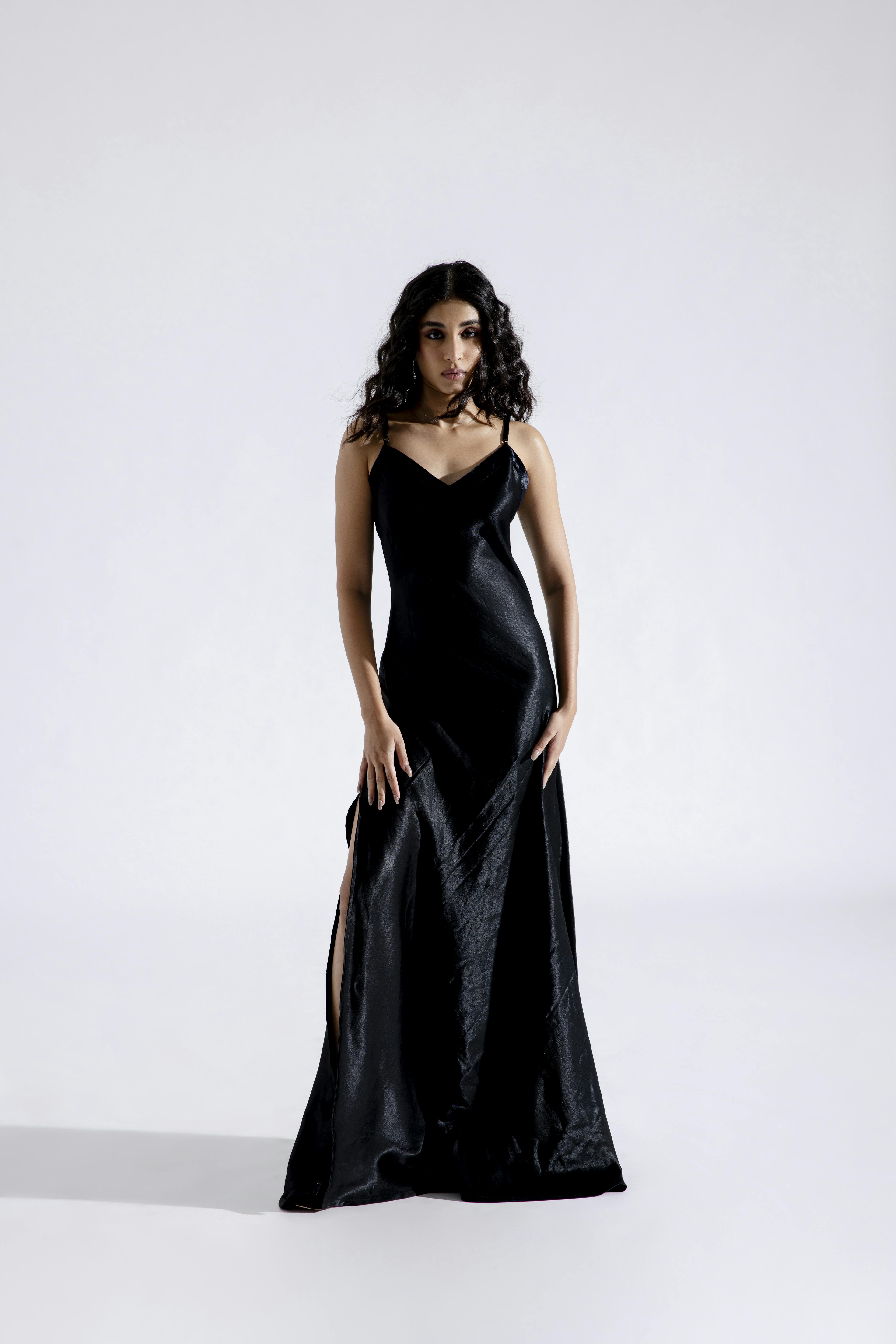 Sleek Ebony Slip Dress, a product by AROKA