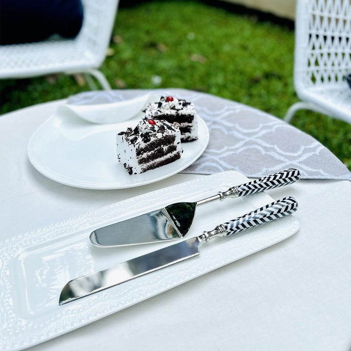 Cake Server & Knife Duo - Taj Chevron, a product by Faaya Gifting