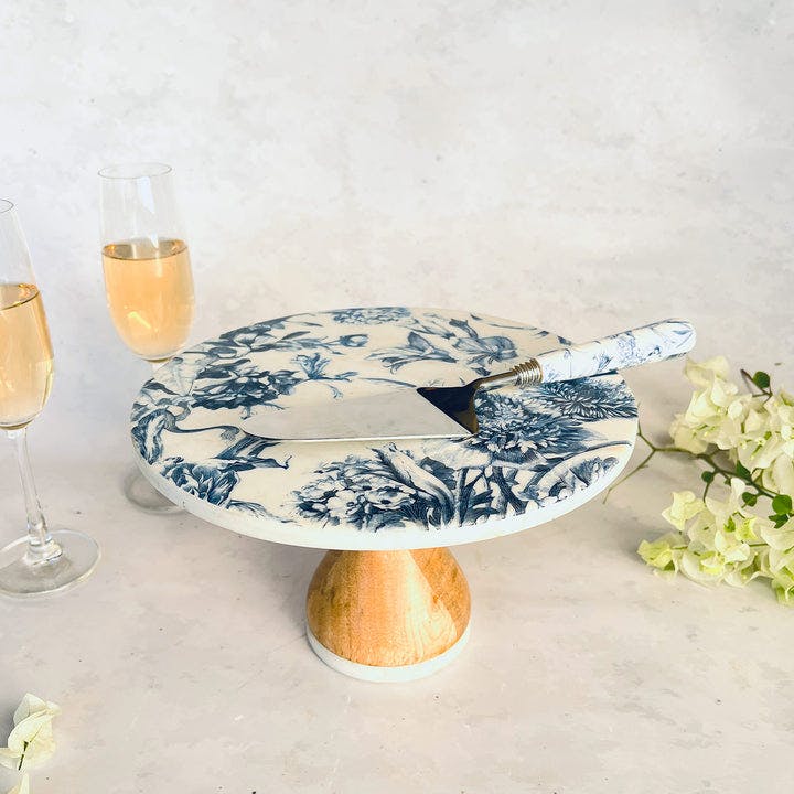 Marble Cake Stand With Cake Server - Brittany Blanc, a product by Faaya Gifting
