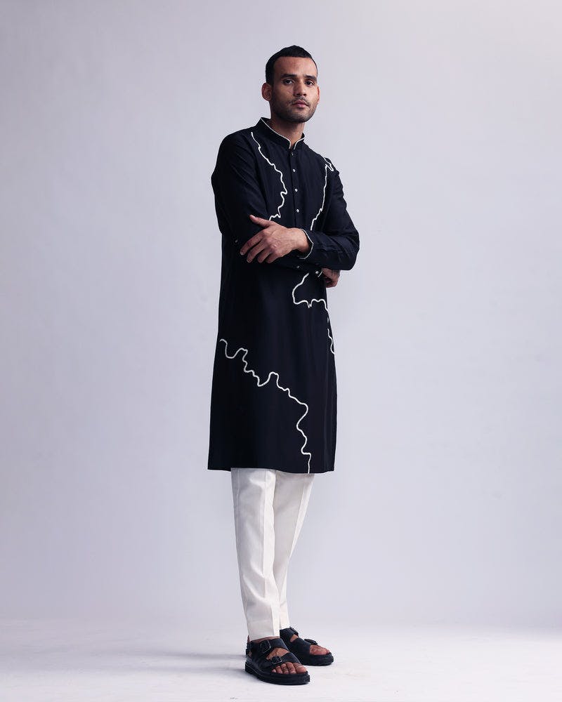 CONTOUR LINE EMBROIDERED KURTA SET, a product by Country Made