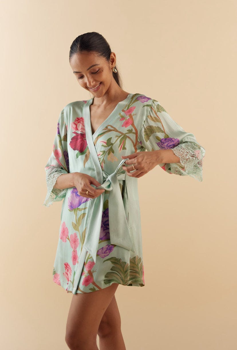Celeste Floral Dream Silk Robe & Slip Set, a product by Sleeplove
