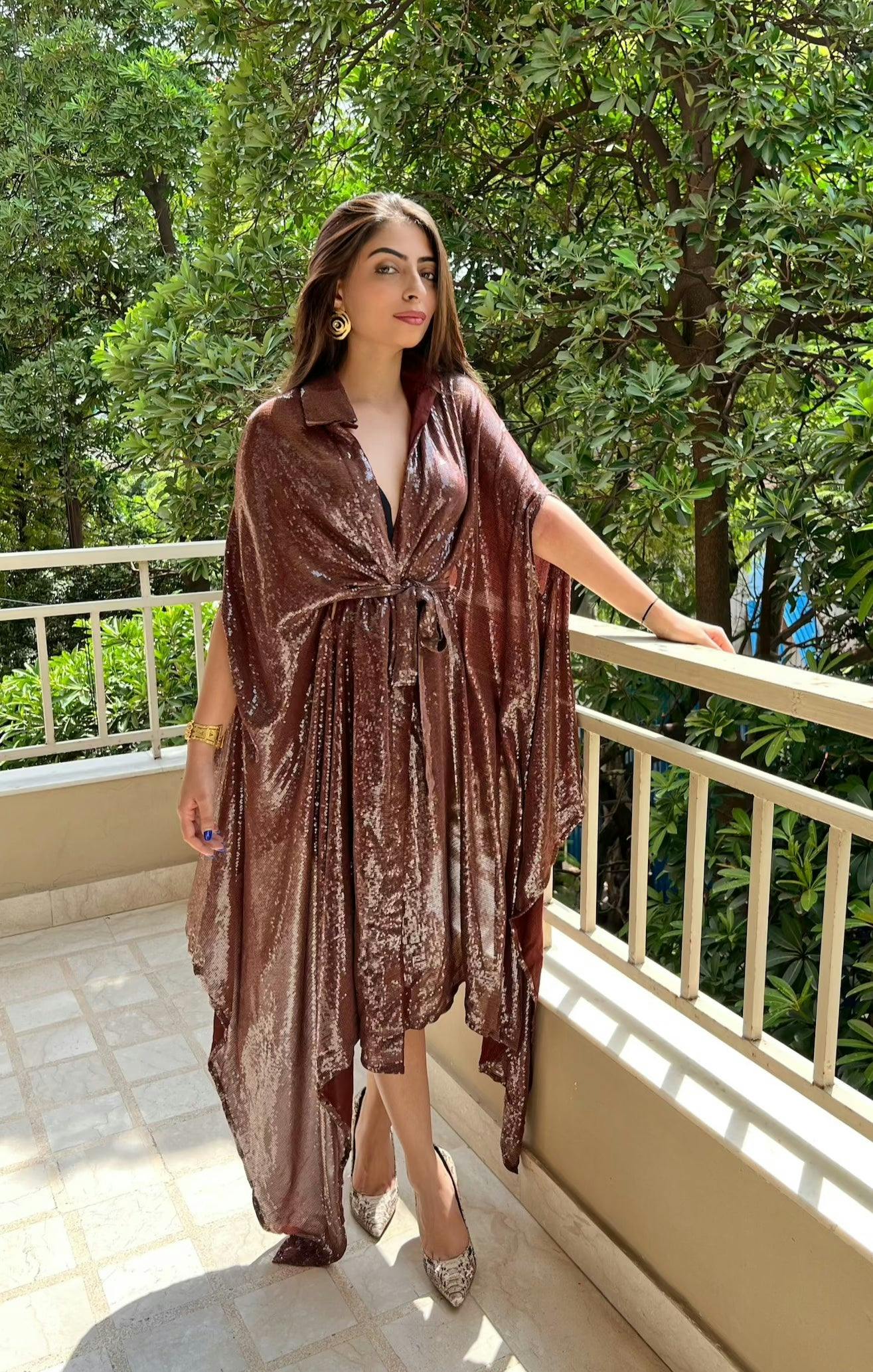 Thumbnail preview #2 for Rust Sequins Kaftan