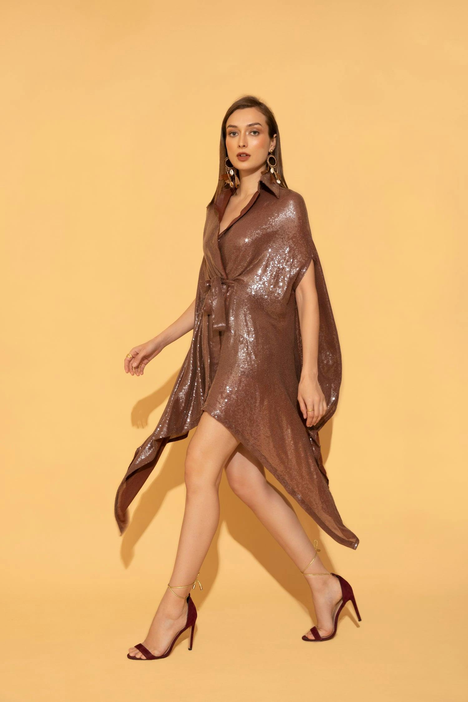 Thumbnail preview #1 for Rust Sequins Kaftan