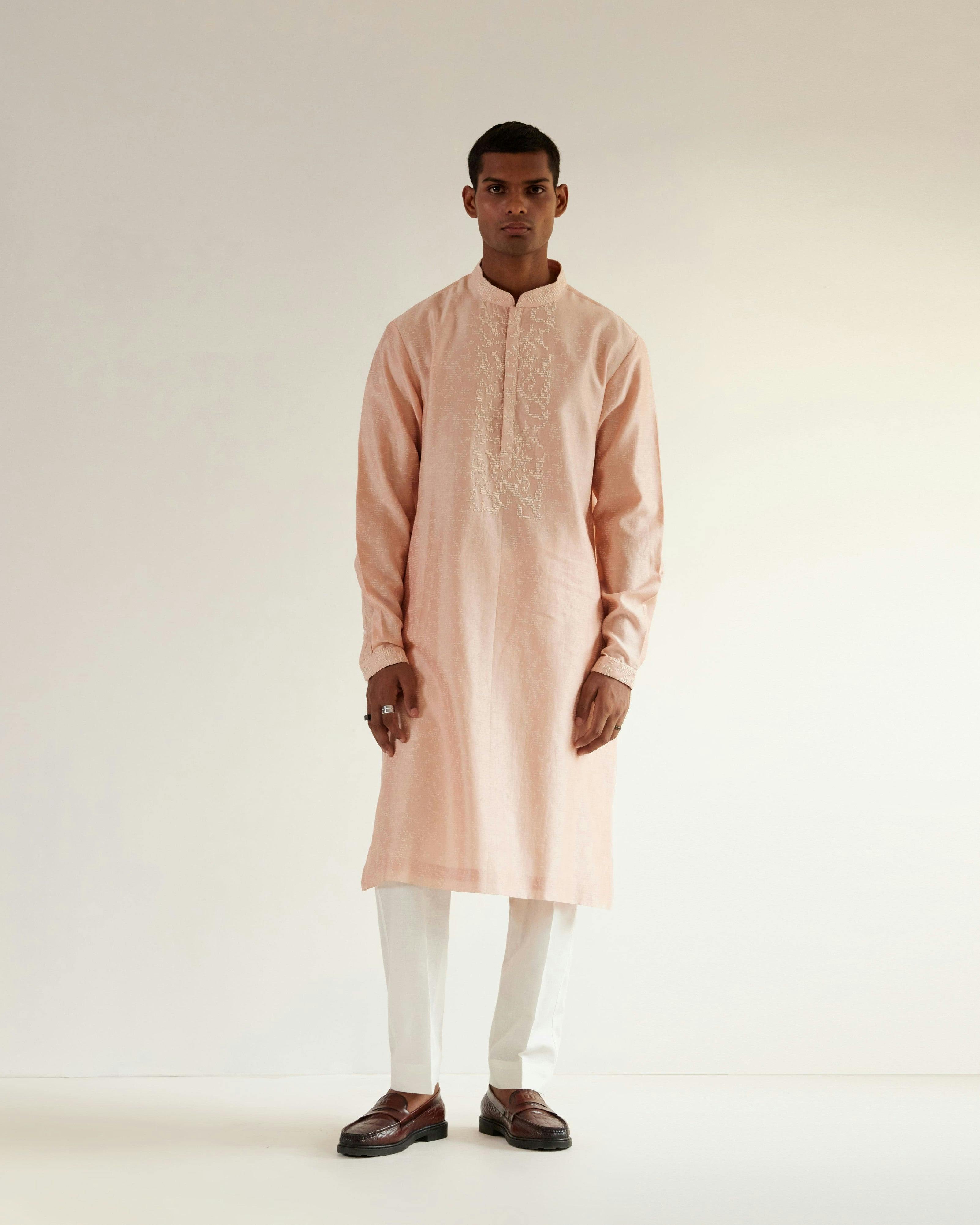 Camo-Block Print Kurta Set With Embroidered Yoke, a product by Country Made