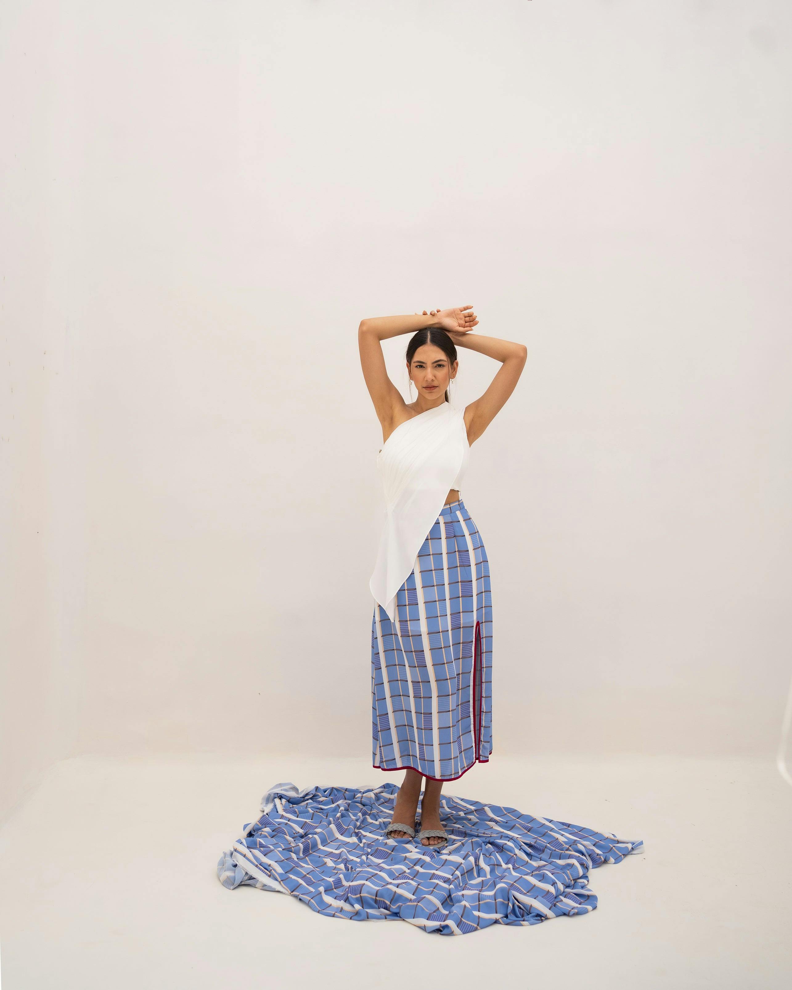 Drape top skirt set, a product by Kritika Madan