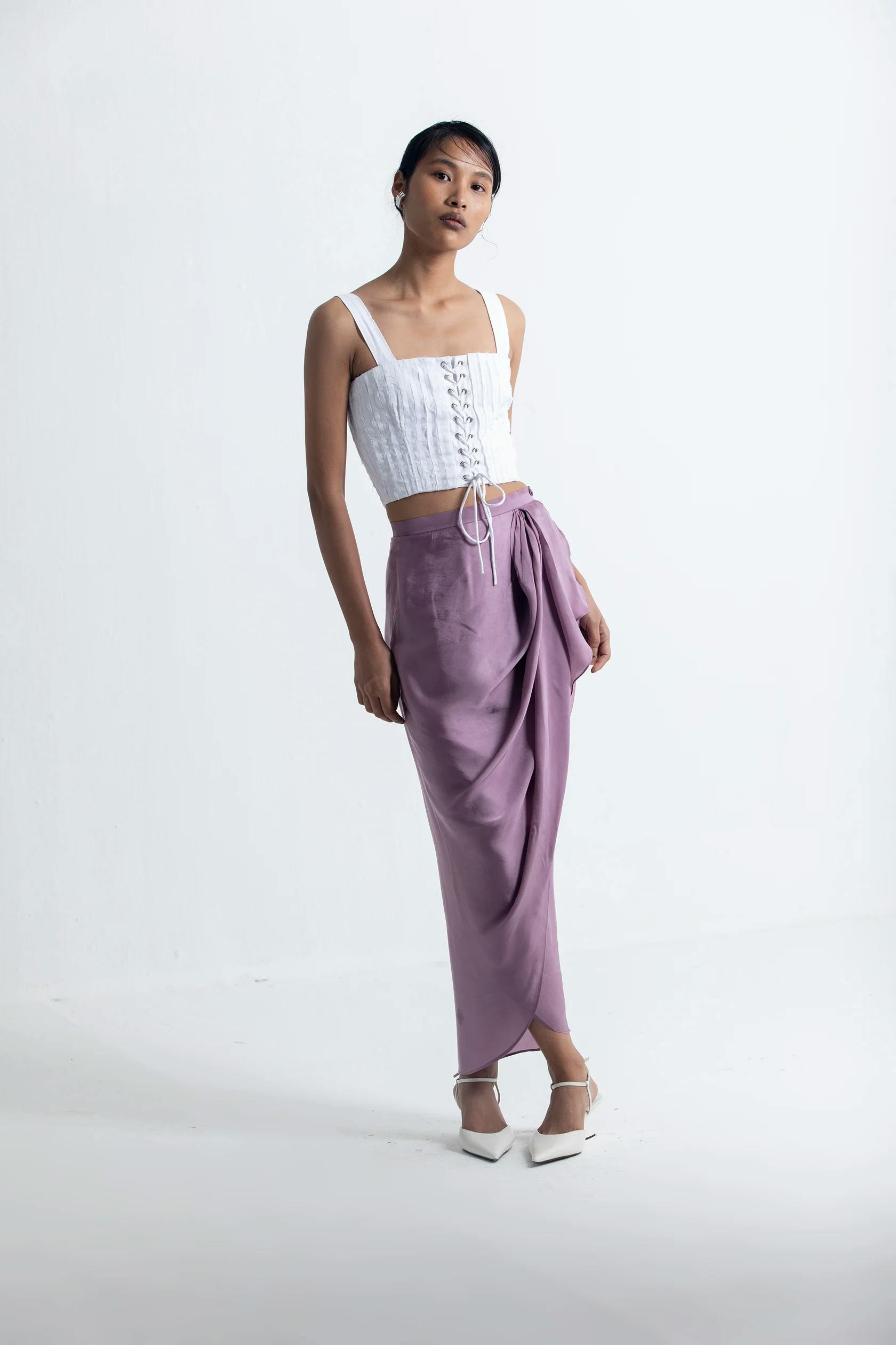 Thumbnail preview #1 for Lilac Overlap drape skirt