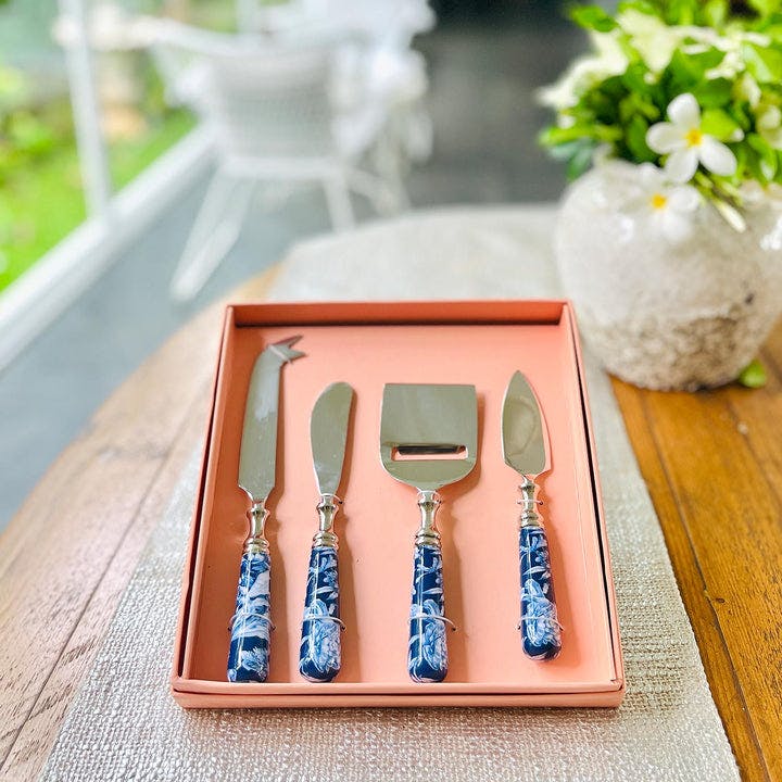 Cheese Knives, Set of 4 - Brittany Bleu, a product by Faaya Gifting