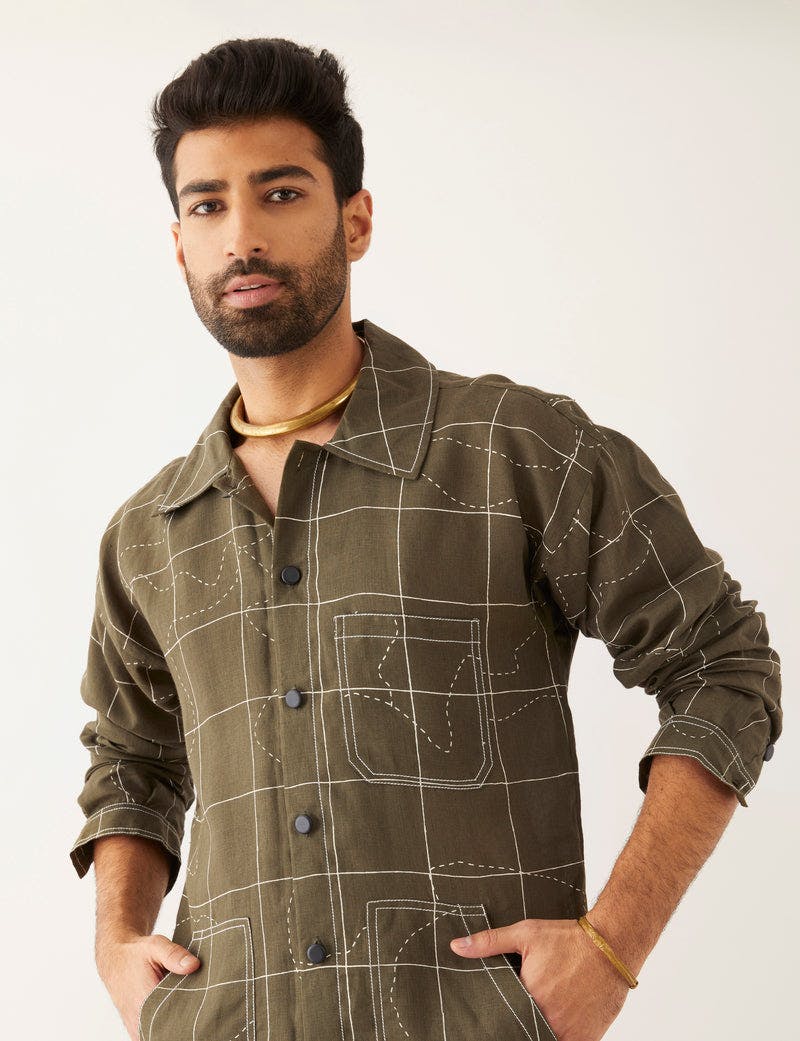 Additional image of YANI - TOPOGRAPHY - SHIRT - SET - MILITARY GREEN, a product by Son of a Noble