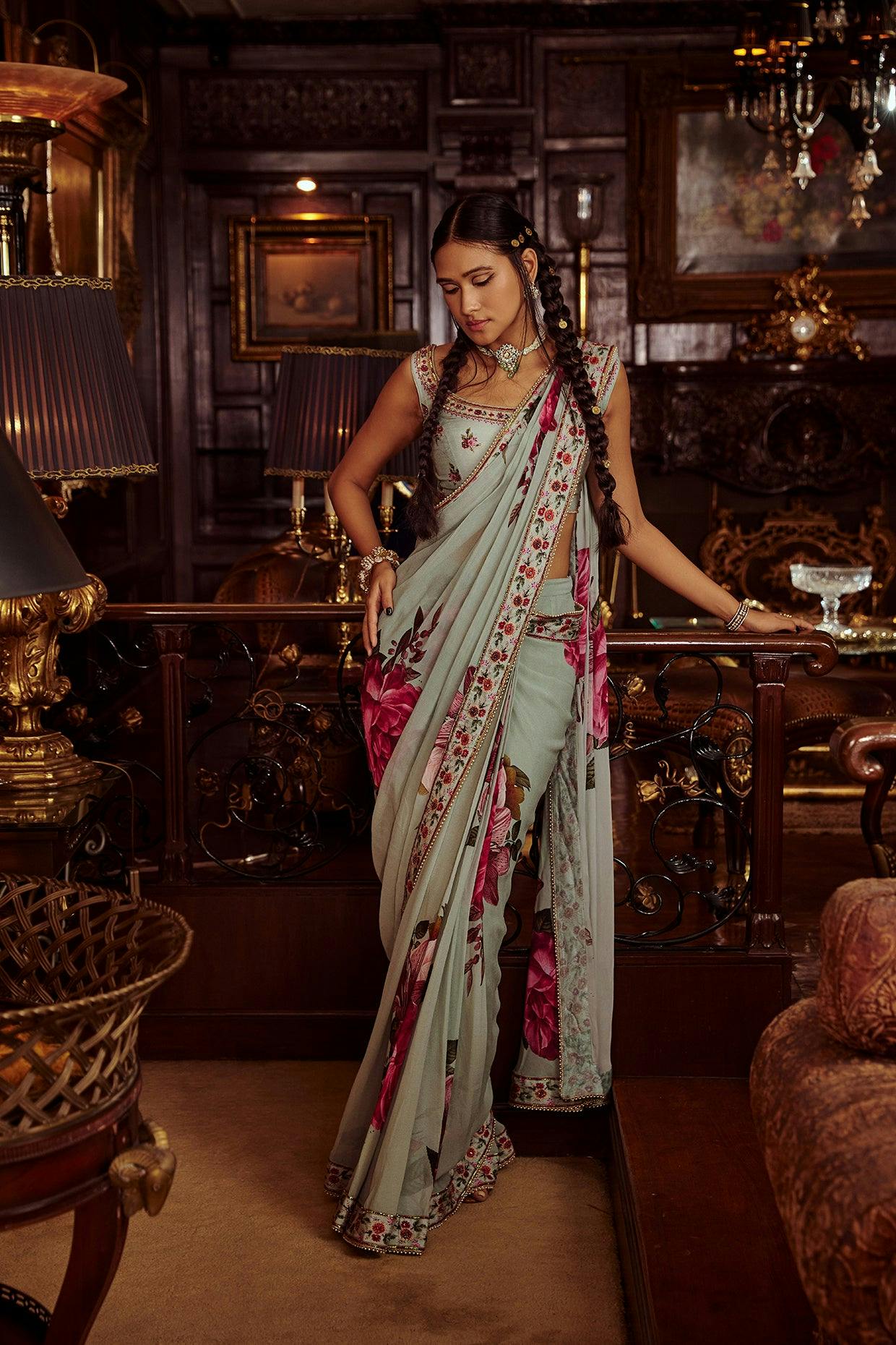 Idika Vintage Rose Handcrafted Saree, a product by Kalista