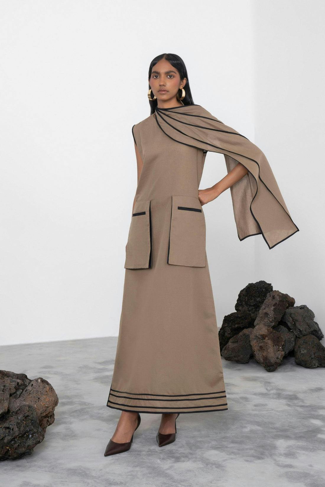 Scarf Collared Detail Dress, a product by Corpora Studio