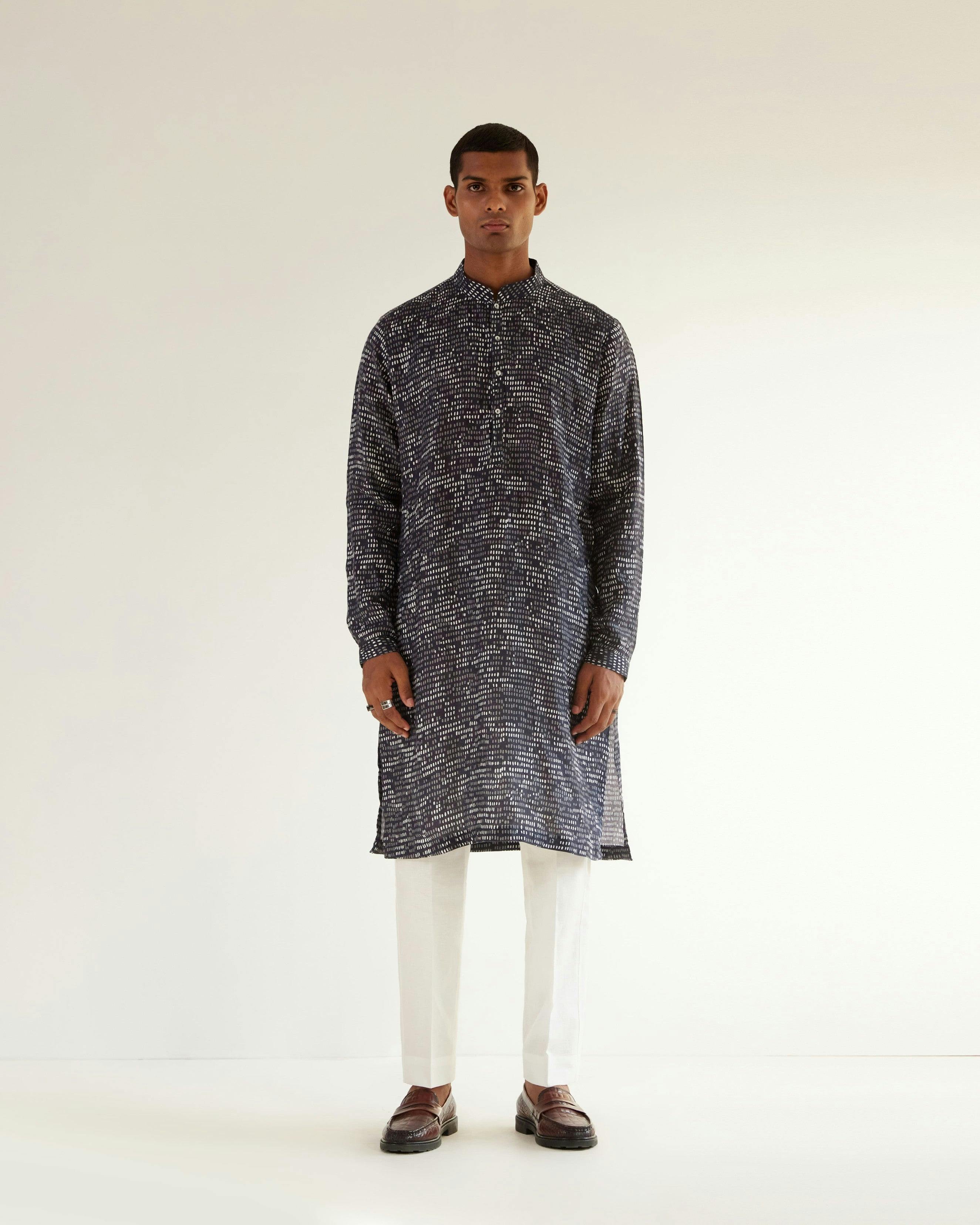 Upscale Camo Block Linen Kurta, a product by Country Made