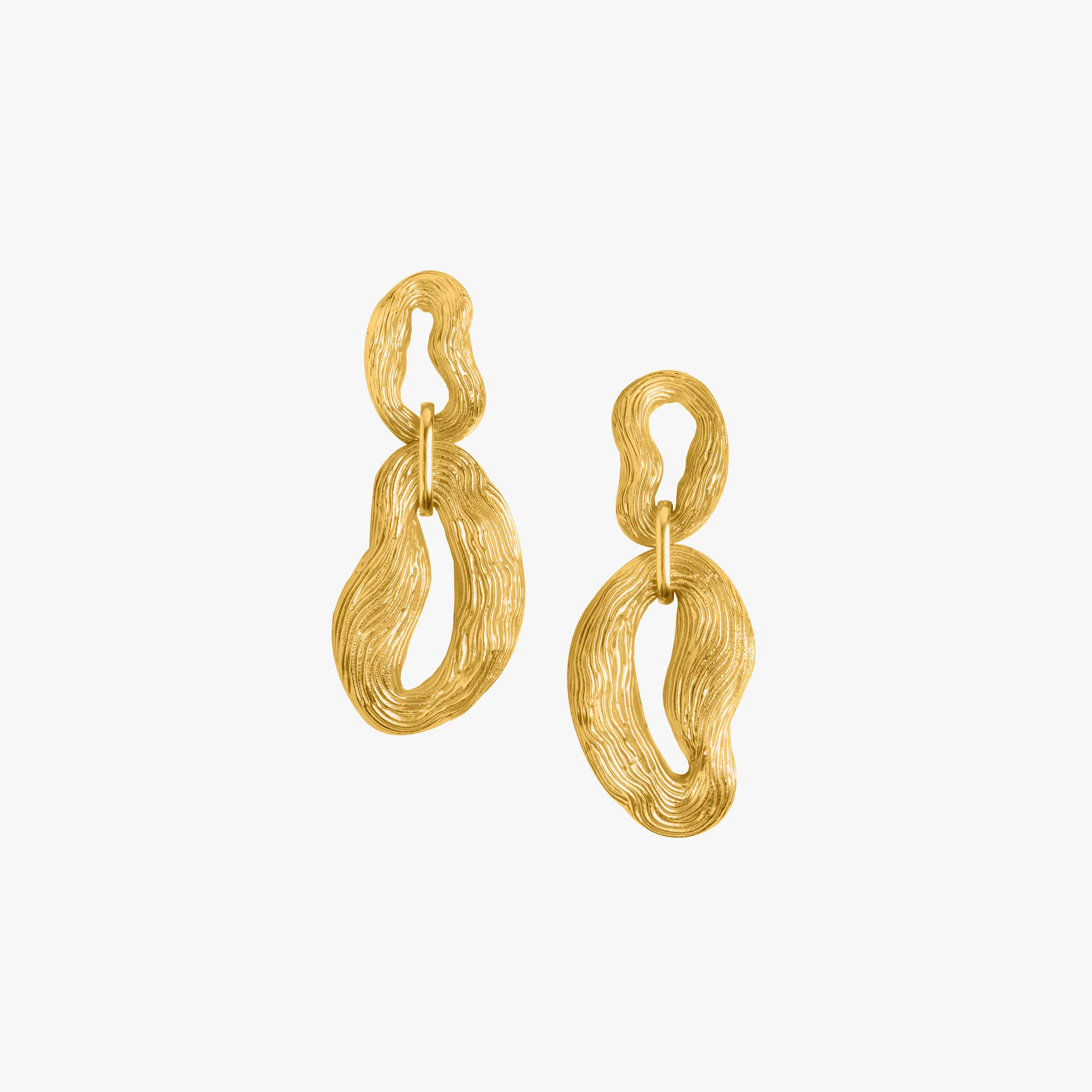 Thumbnail preview #1 for KNOTTY PINE EARRINGS GOLD TONE 