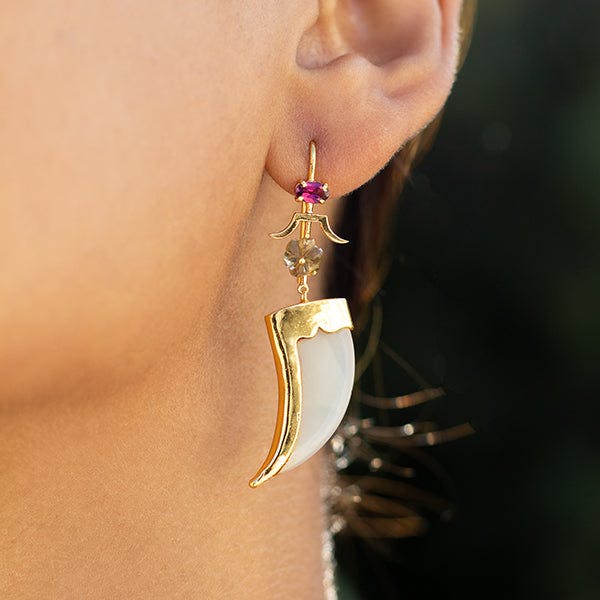 Thumbnail preview #3 for AVANI Faux Tiger Claw Pink Floral Earrings