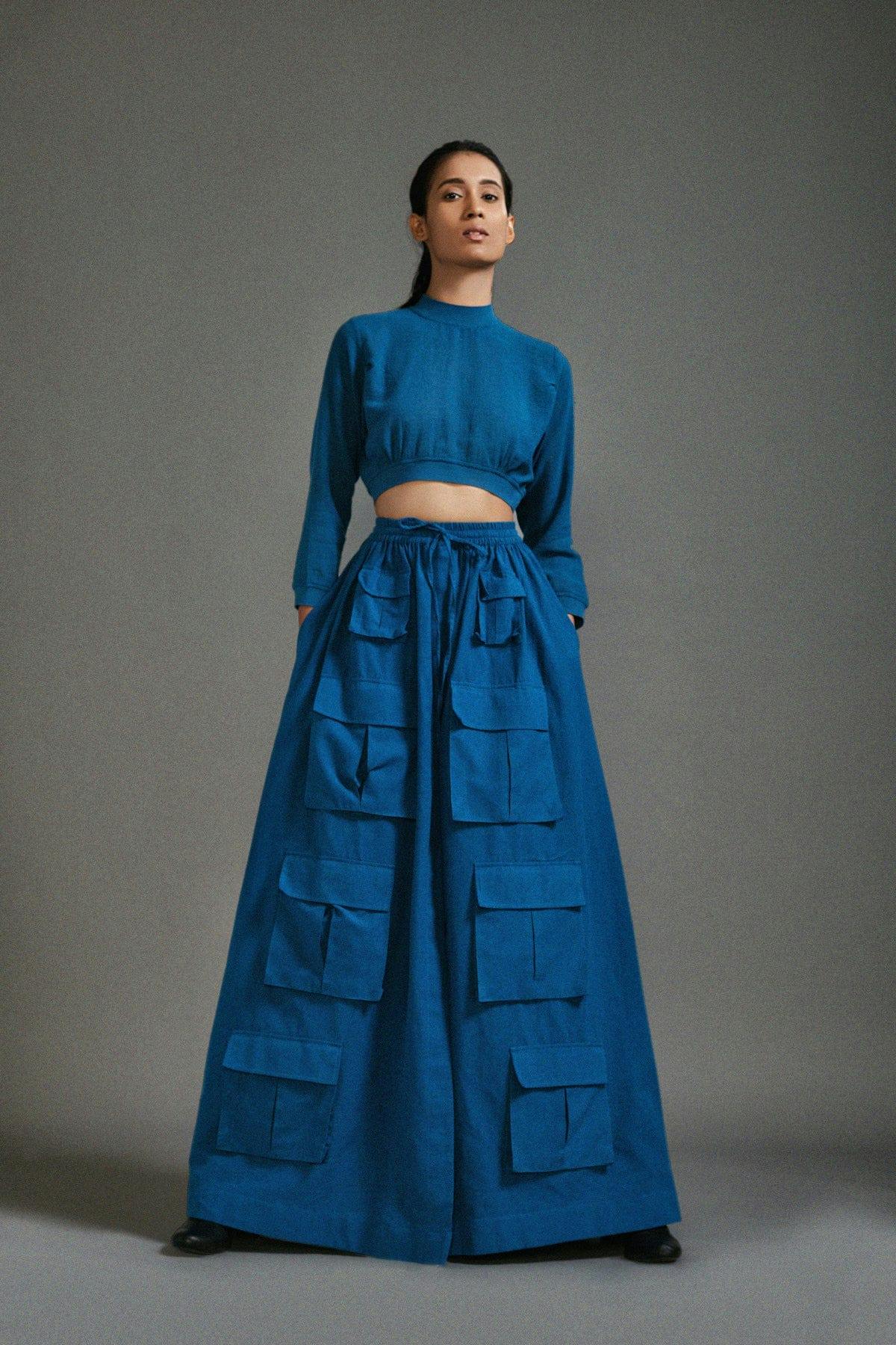 Blue Crop Top and Cargo Skirt Set, a product by Style Mati