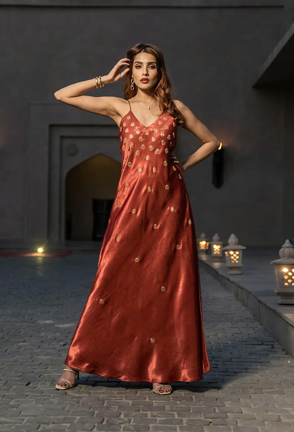 EMBROIDERED SLIP DRESS, a product by House of Sangai