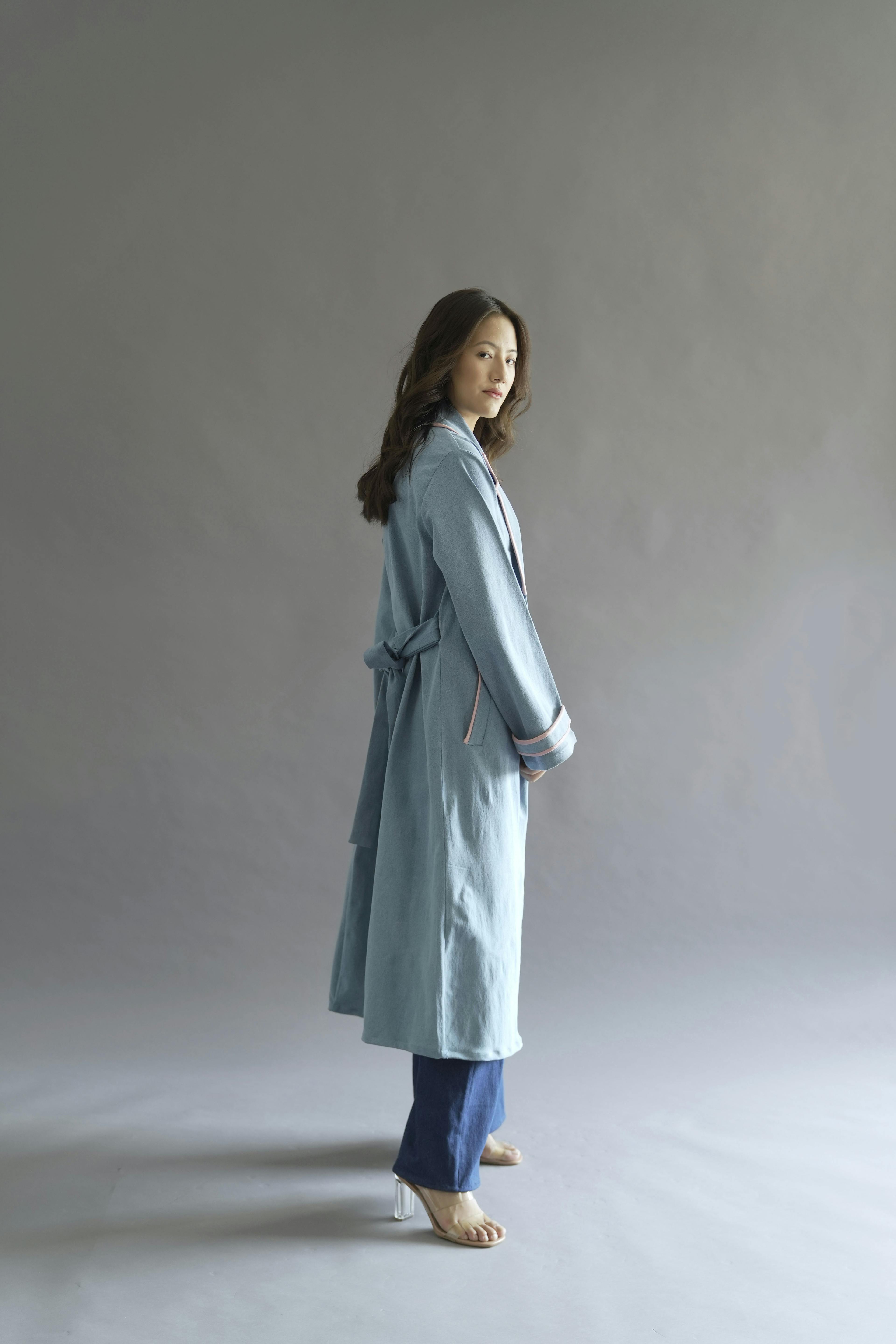 Thumbnail preview #2 for Light blue trench coat 
