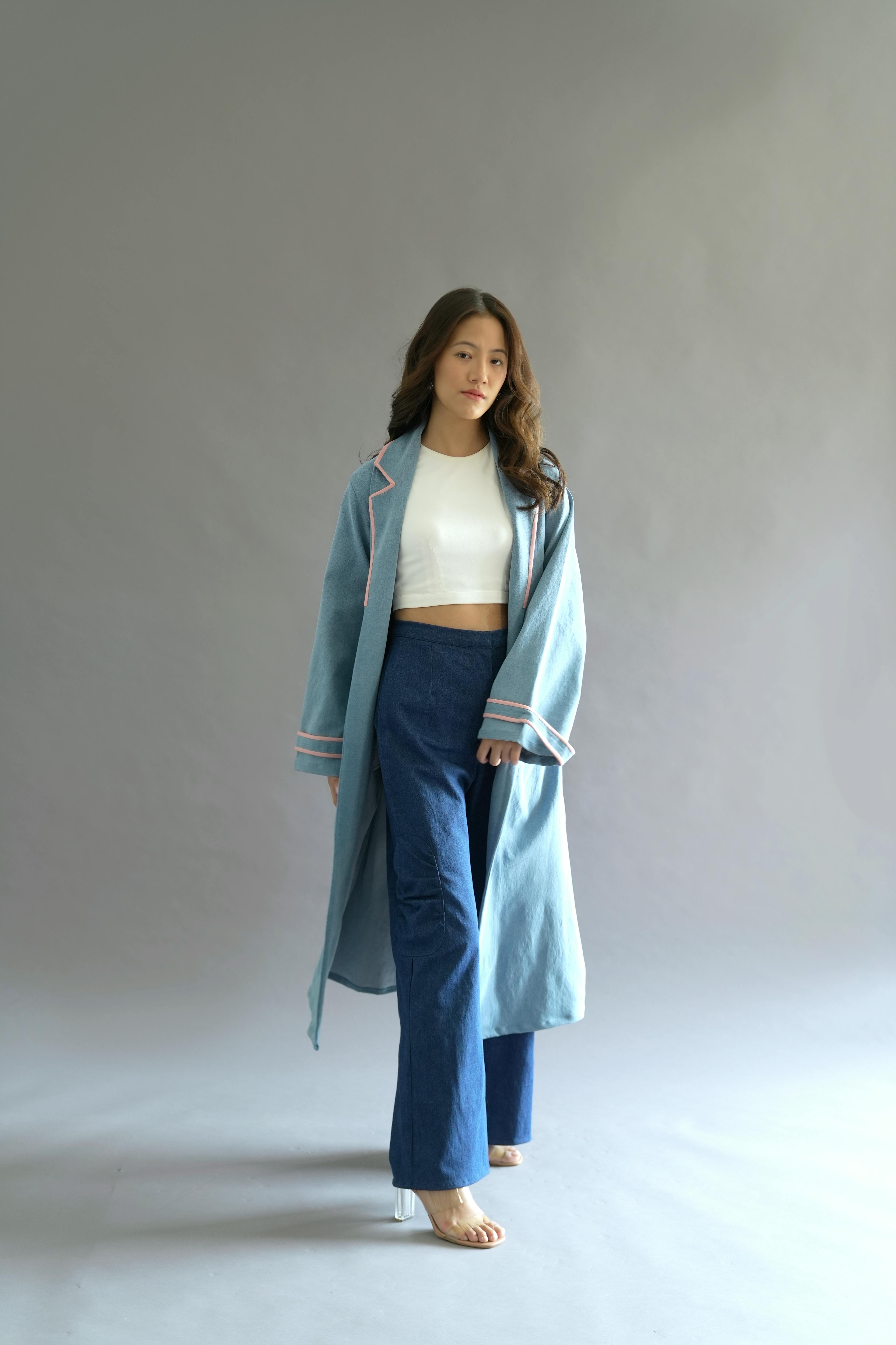 Thumbnail preview #1 for Light blue trench coat 
