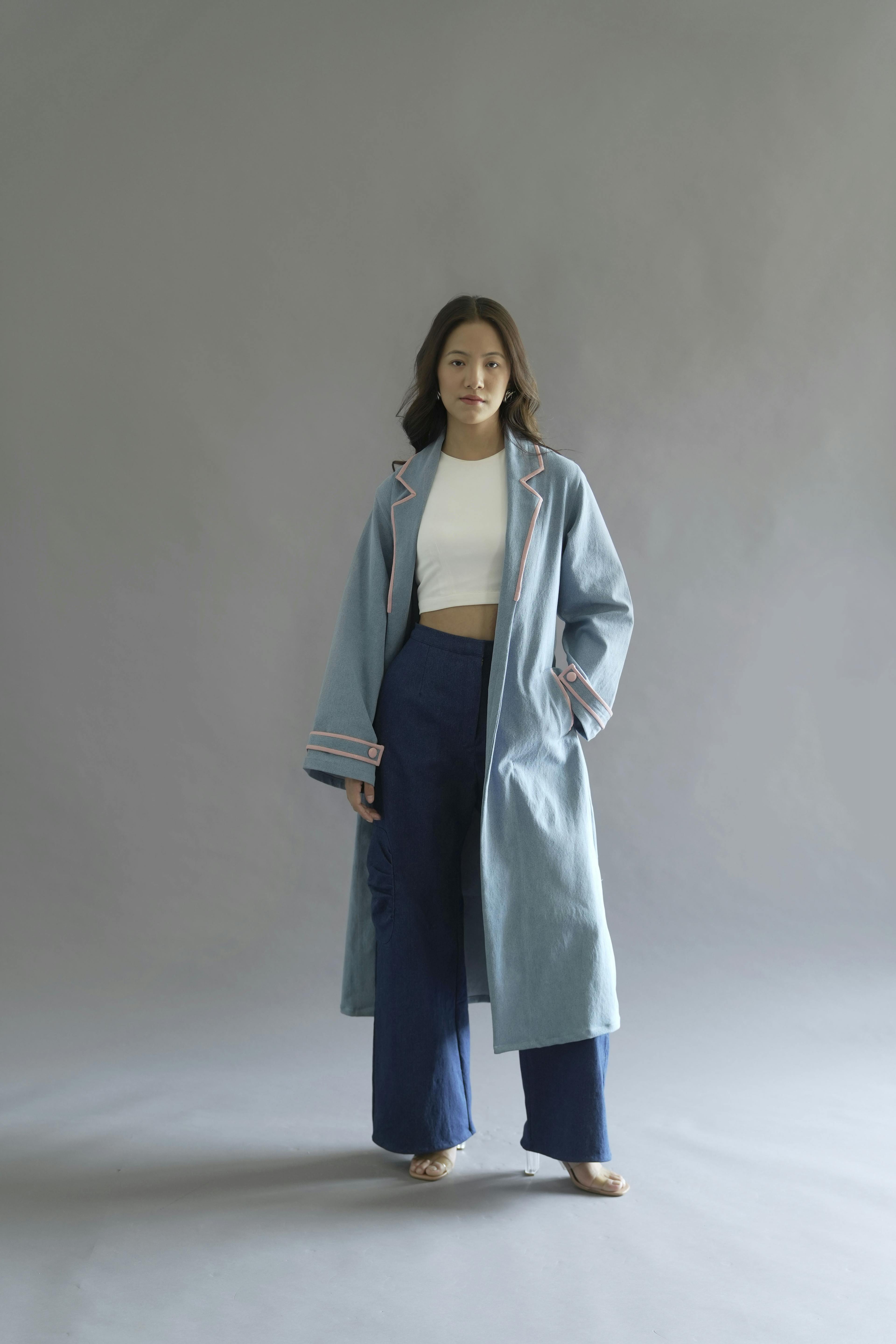 Light blue trench coat , a product by Kritika Madan