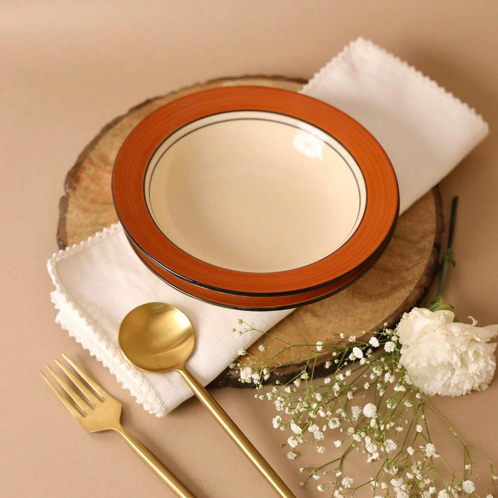 Brown Rimmed Pasta Plate Small, a product by Olive Home accent