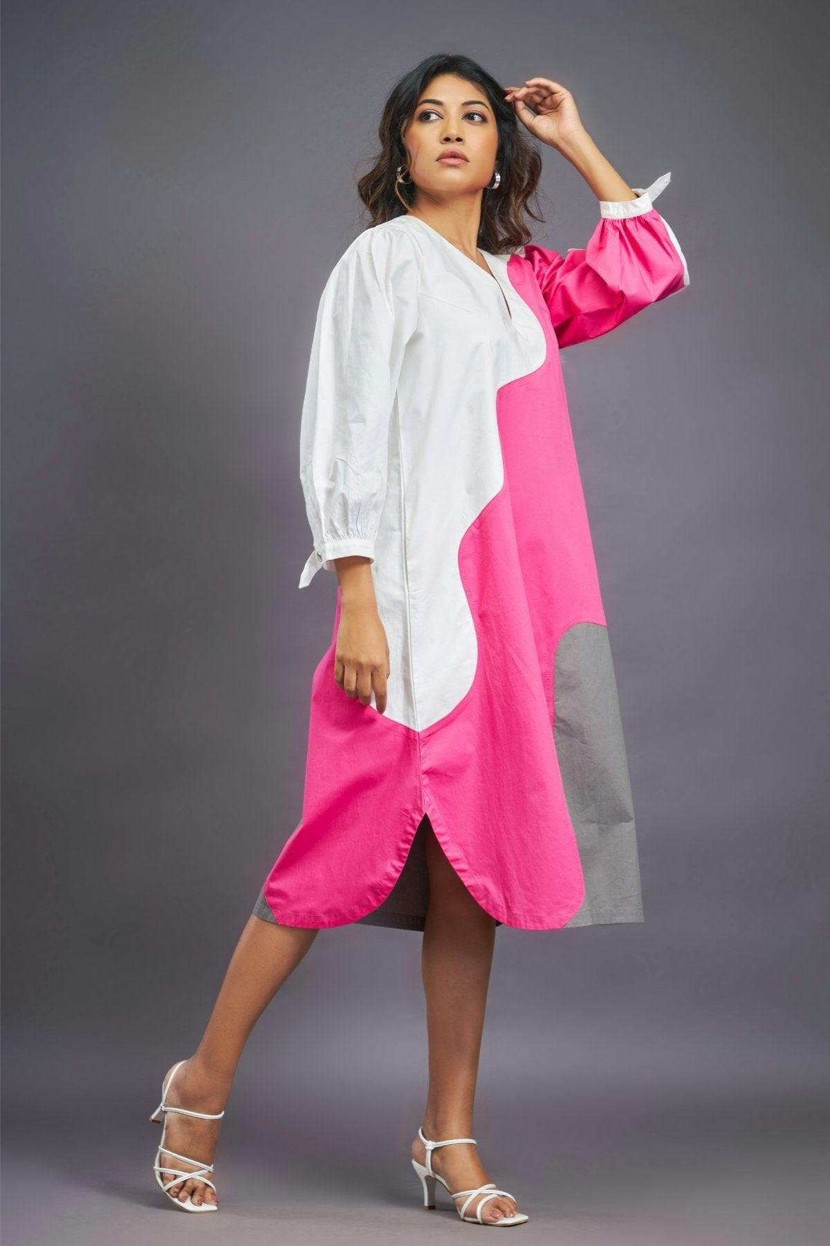 Thumbnail preview #3 for BB-1105-PG - White Pink Oversized Dress