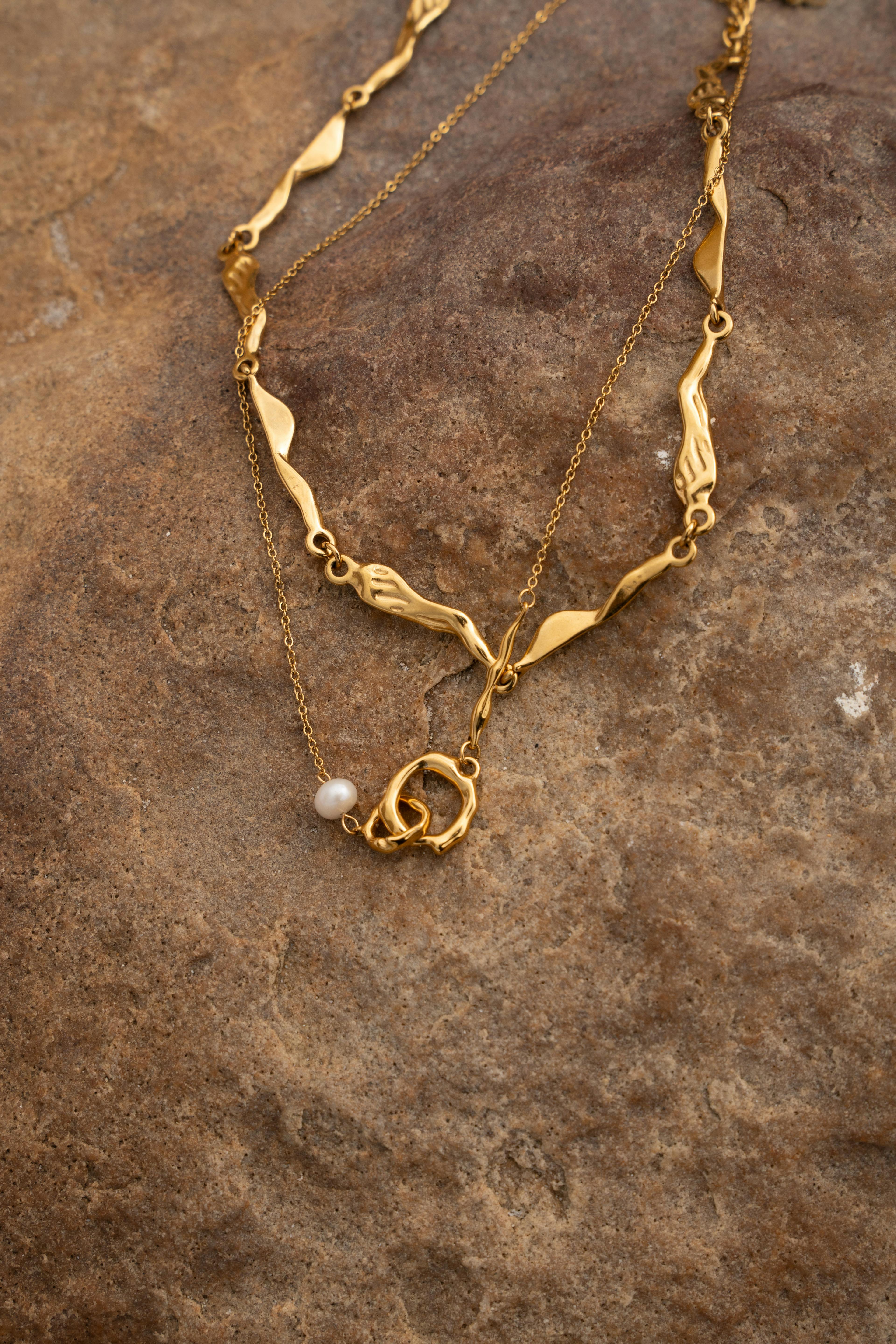 Thumbnail preview #3 for Ume Irregular Organic Gold Chain Necklace