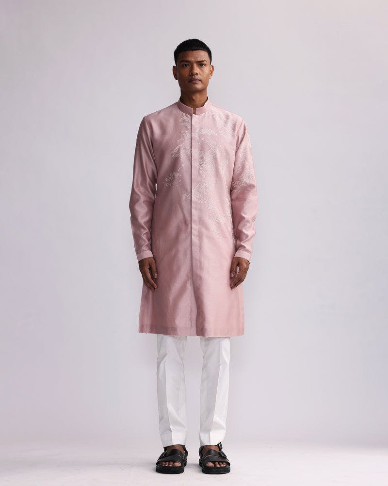 SHADOW CAMO PLACEMENT FRONT OPEN KURTA SET, a product by Country Made