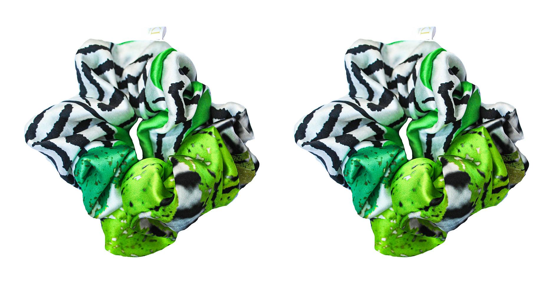 Thumbnail preview #1 for 2x Zero waste green shade oversized scrunchies