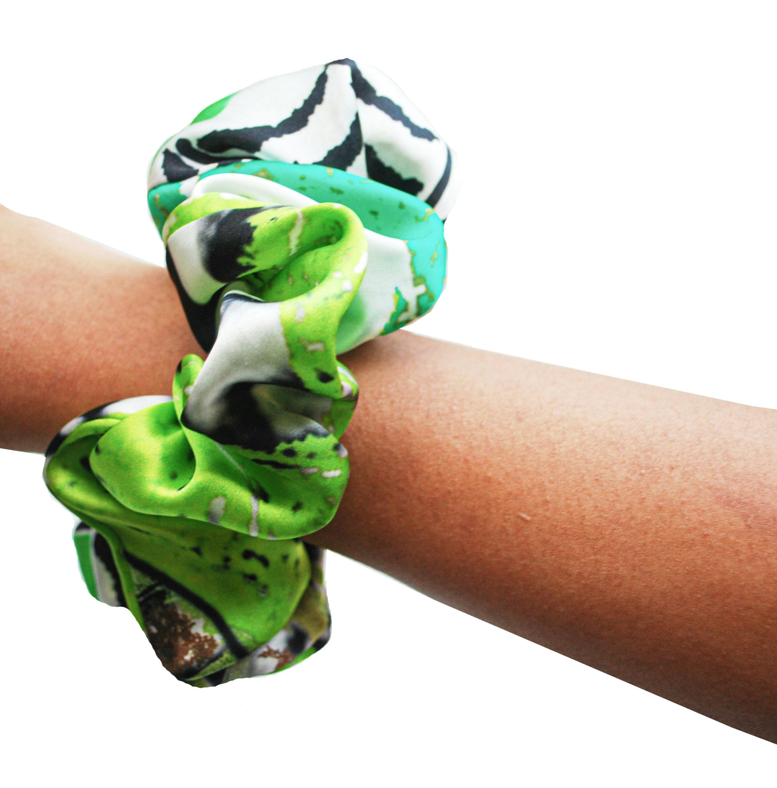 Thumbnail preview #2 for 2x Zero waste green shade oversized scrunchies