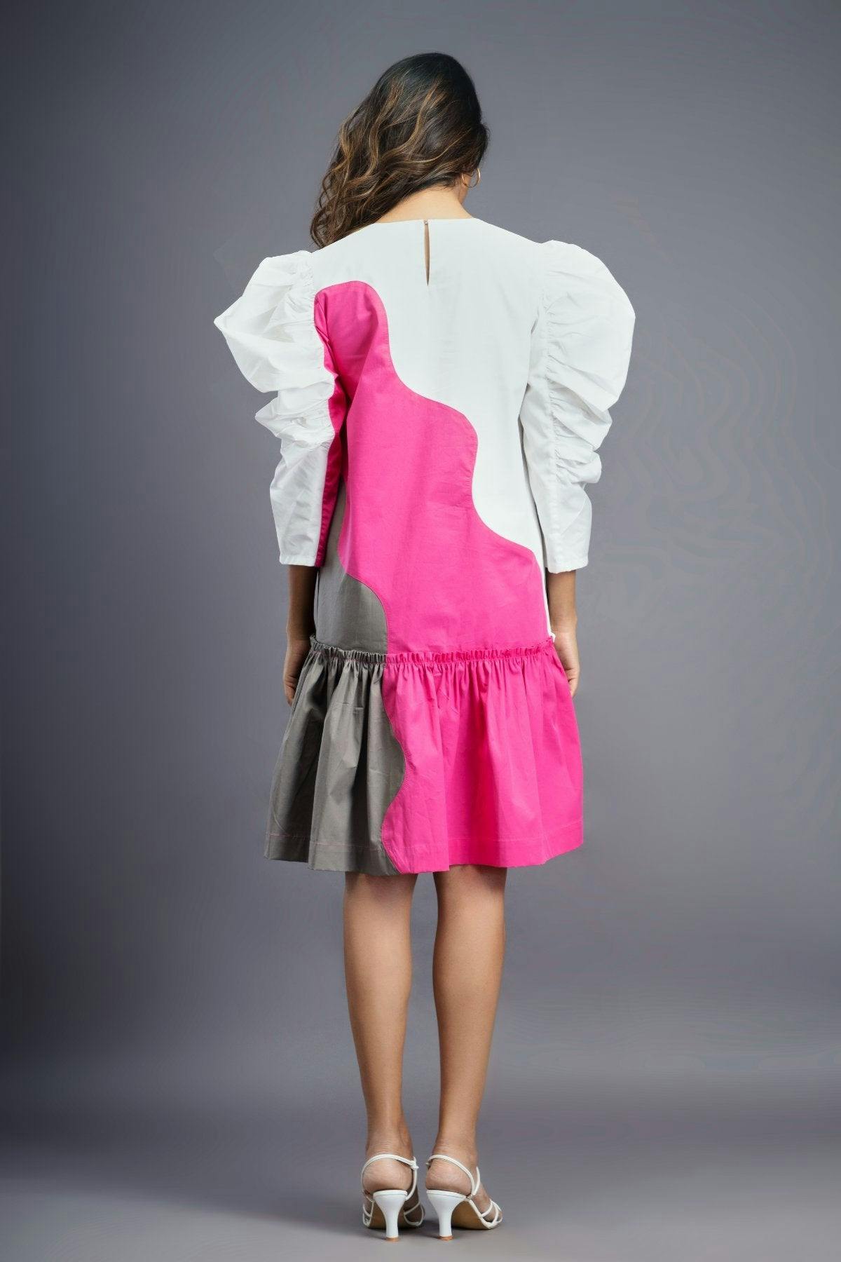 Thumbnail preview #2 for BB-1104-PG - White Pink Short Dress With Frills