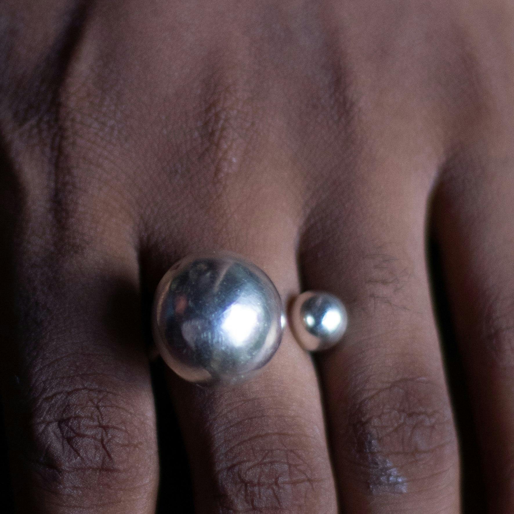 Thumbnail preview #0 for Deco Silver Giant Sphere Ring