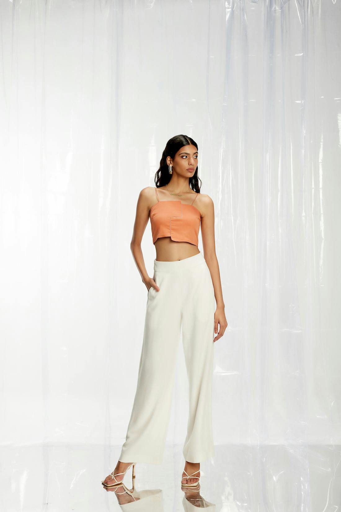 Powder White Wide Leg Pants, a product by Pocketful Of Cherrie