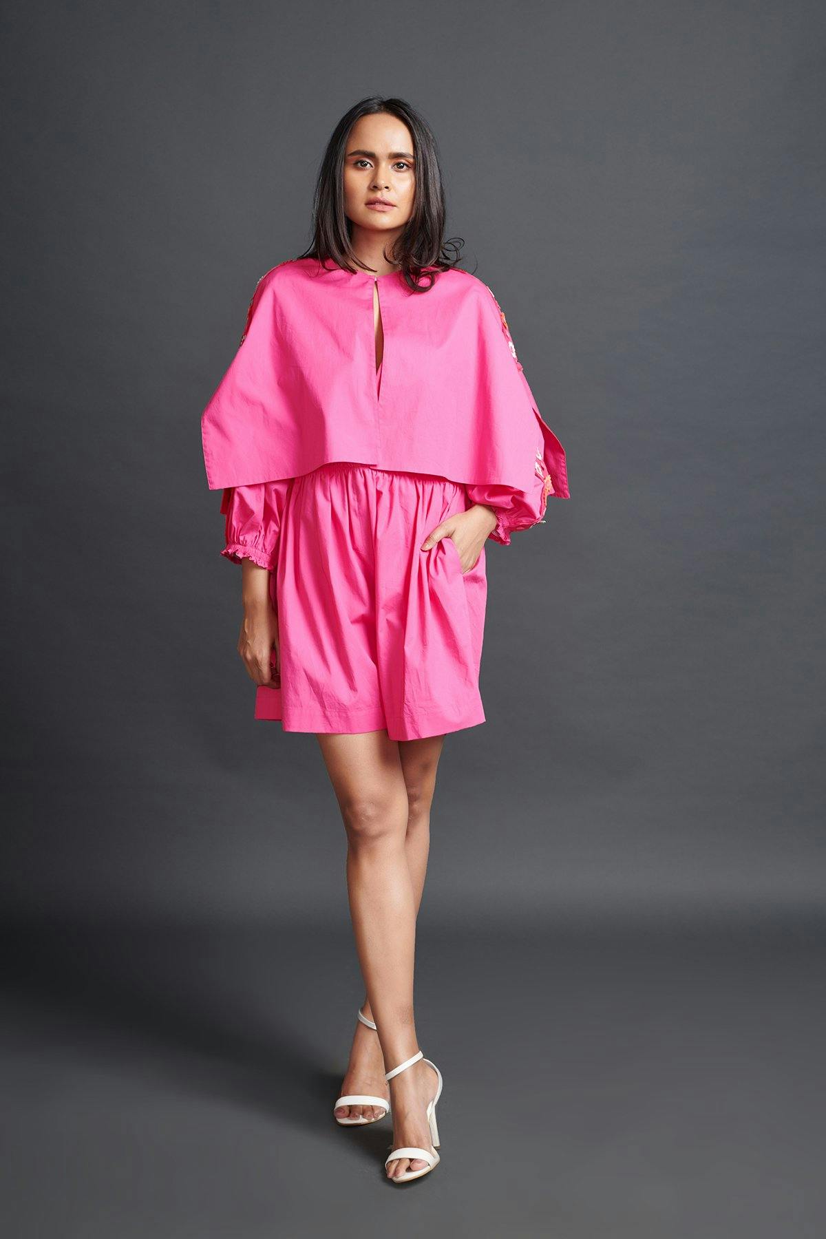 pink playsuit with embroidered, a product by Deepika Arora