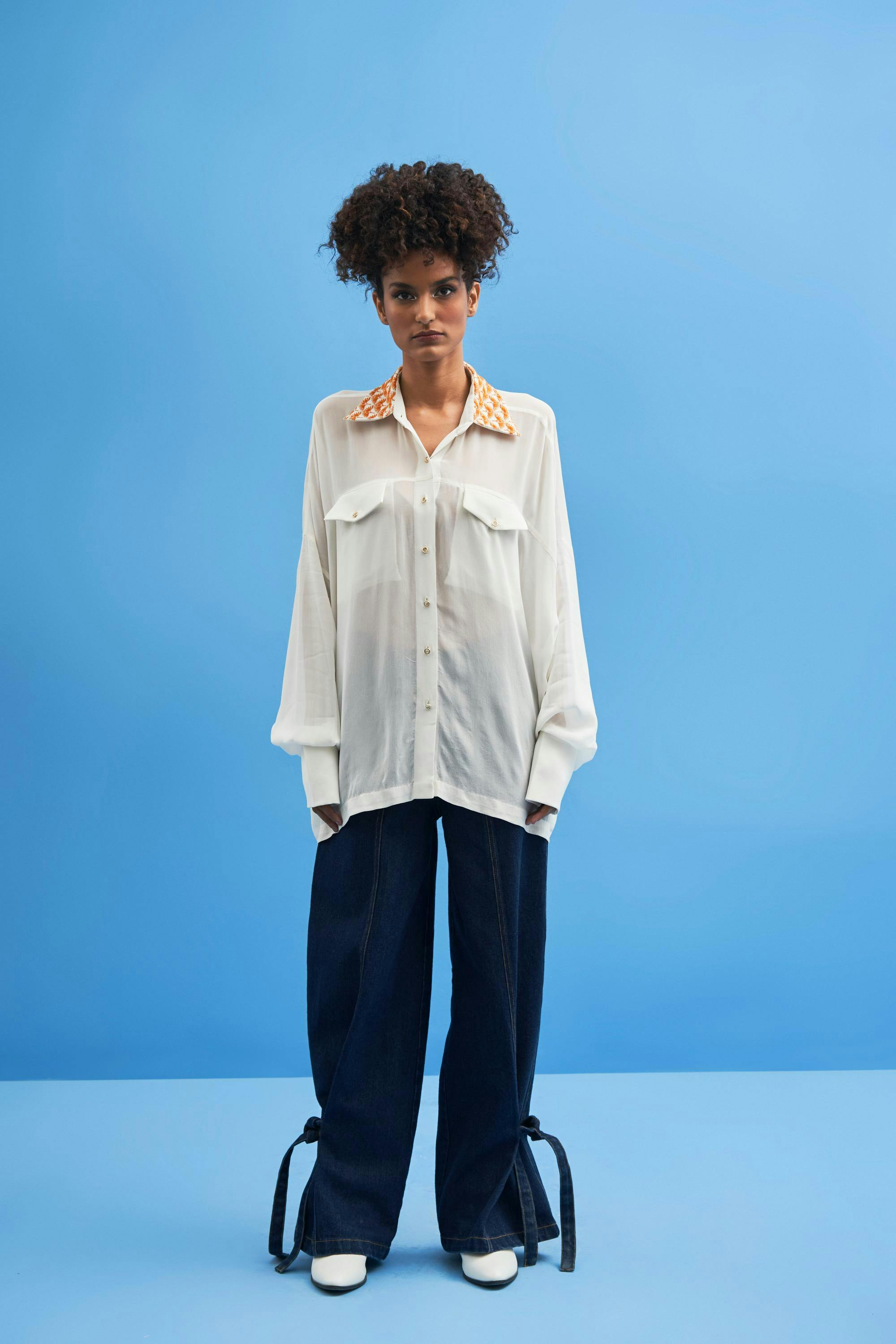 Off-White Crane-Collared Shirt, a product by Siddhant Agrawal Label