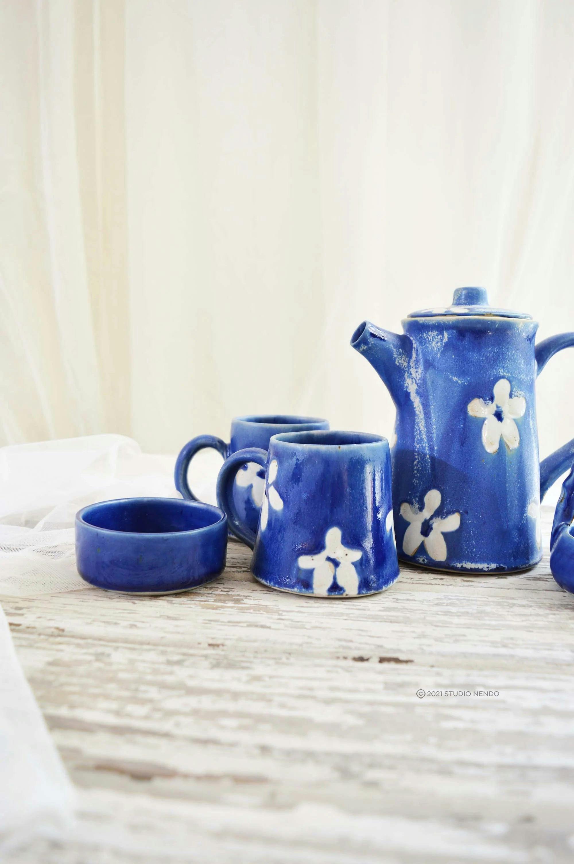 Couples Teaset- Daisy- Textured Cobalt, a product by Hello December