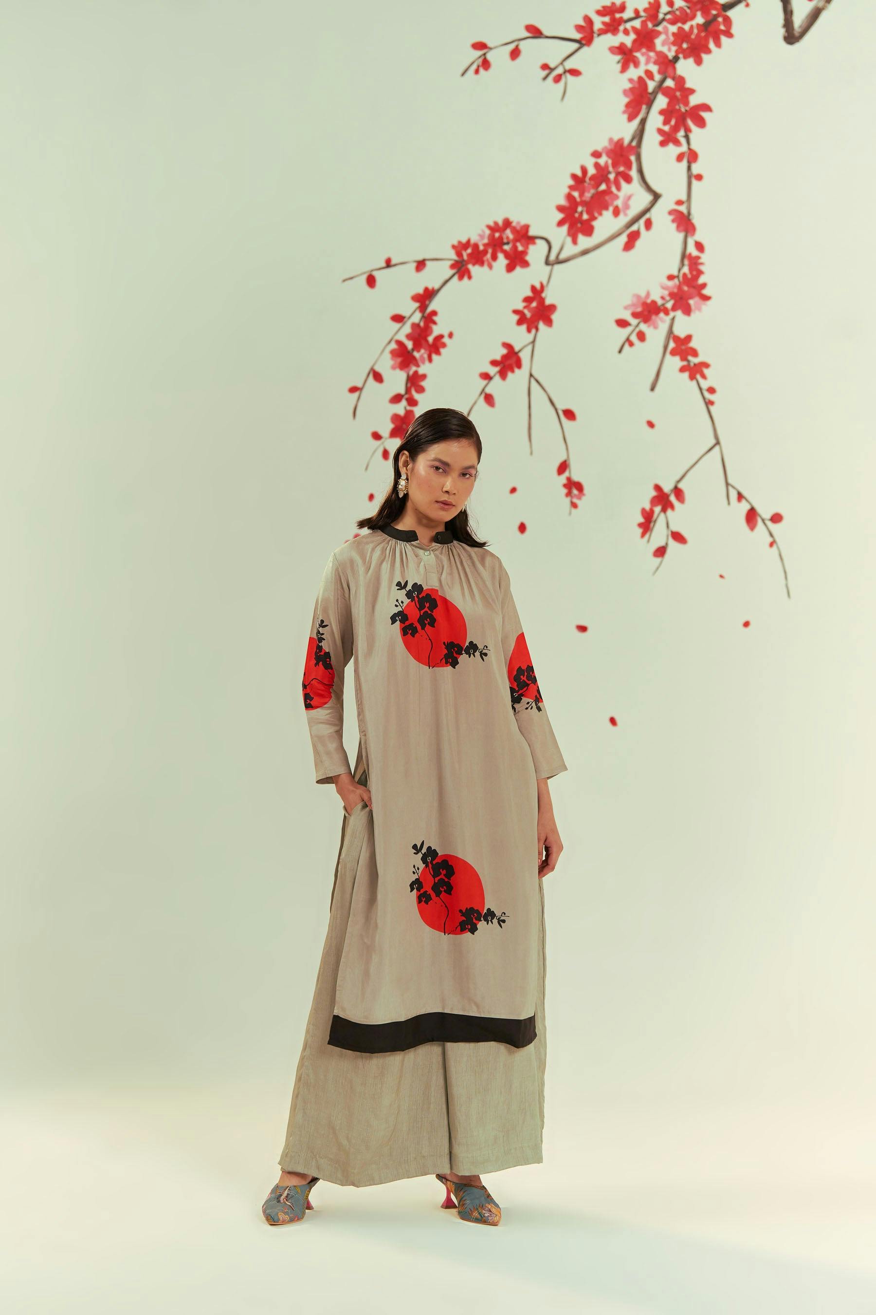 Yugen Bloom Tunic Top And Pants Co-ord Set, a product by COEUR by Ankita Khurana
