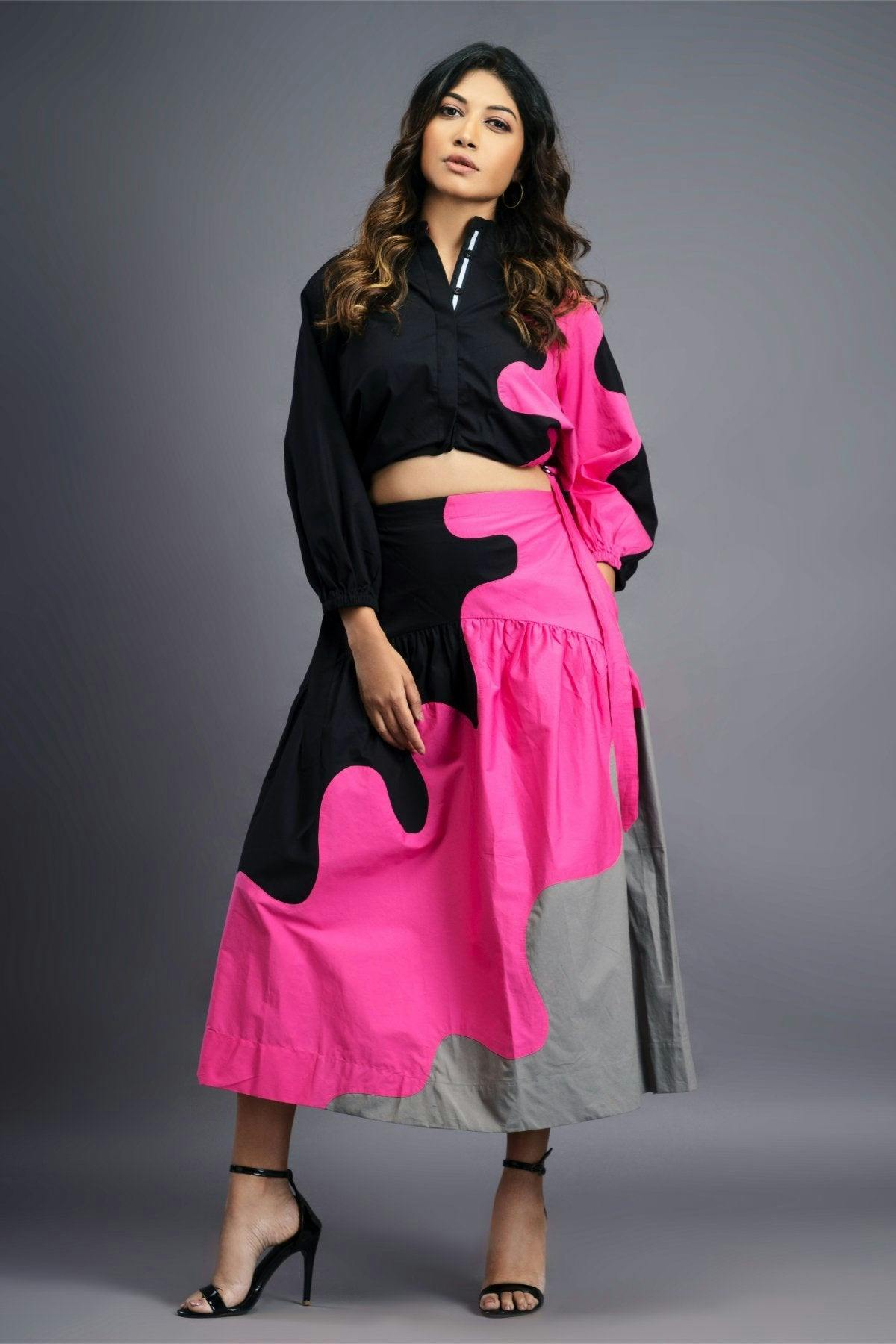 Black Pink Shirt & Skirt Co-ord Set, a product by Deepika Arora