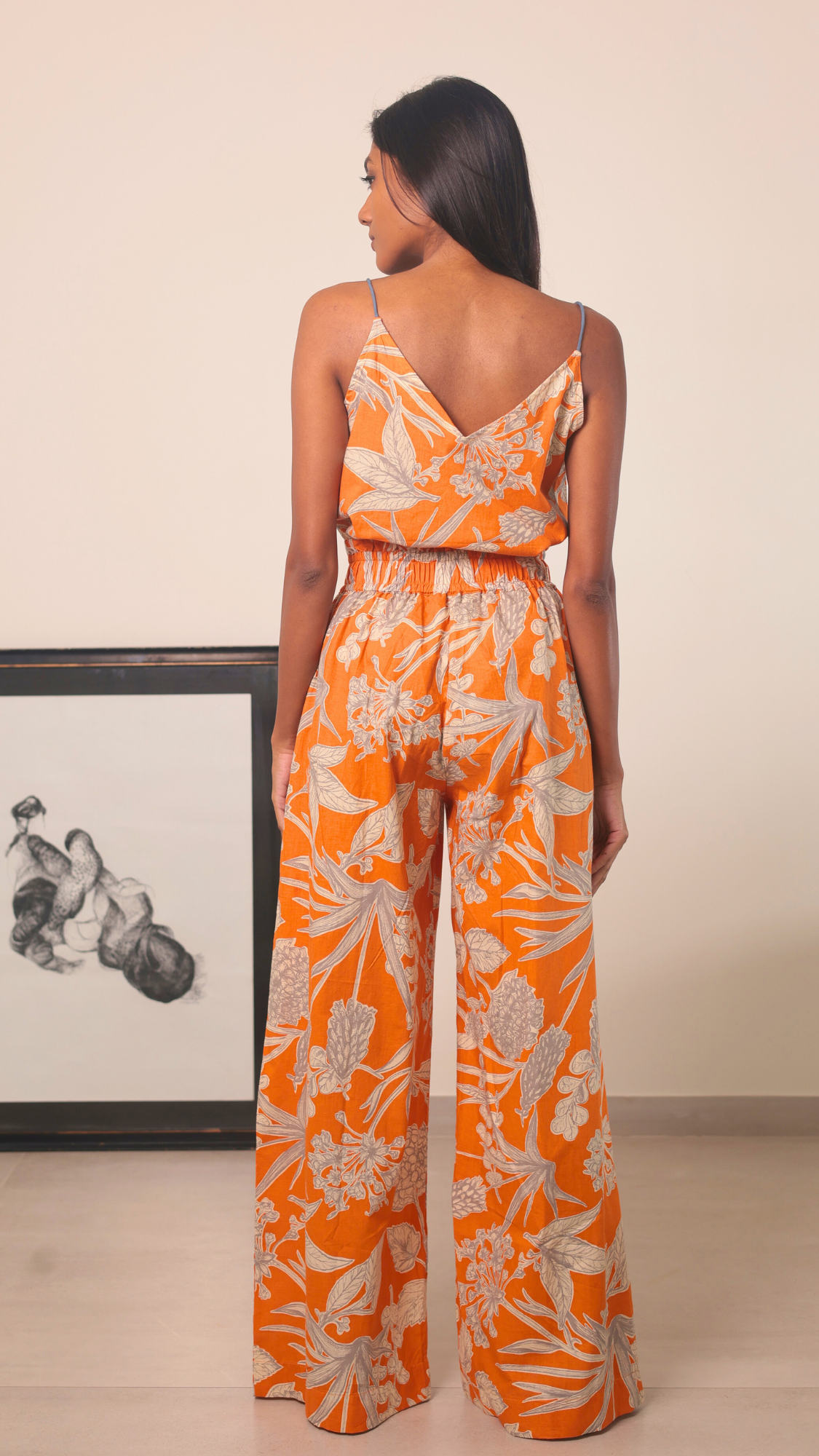 Thumbnail preview #3 for Chhaya Wide Leg Pant - Orange Kodi Flowers