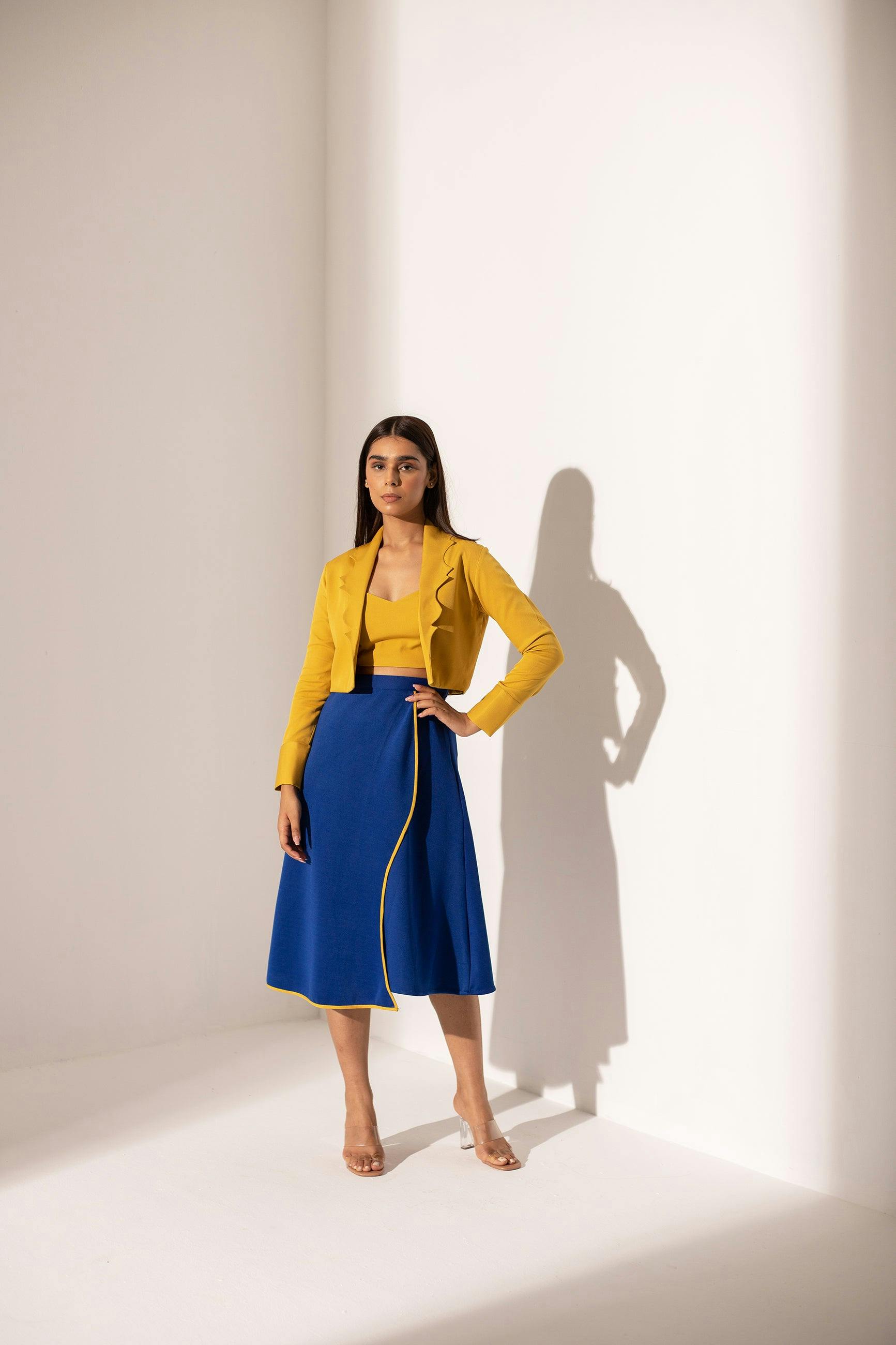 Mustard yellow and Blue set, a product by Kritika Madan