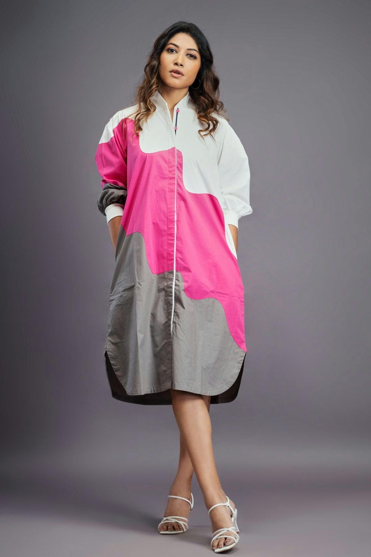 White Pink Shirt Dress, a product by Deepika Arora