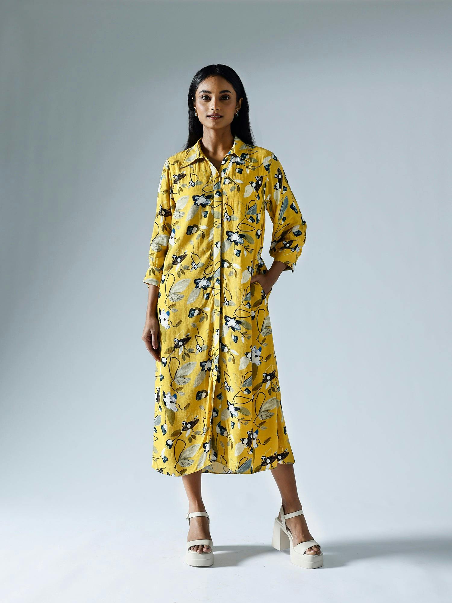 Vivid Yellow Shirt Dress, a product by KLAD