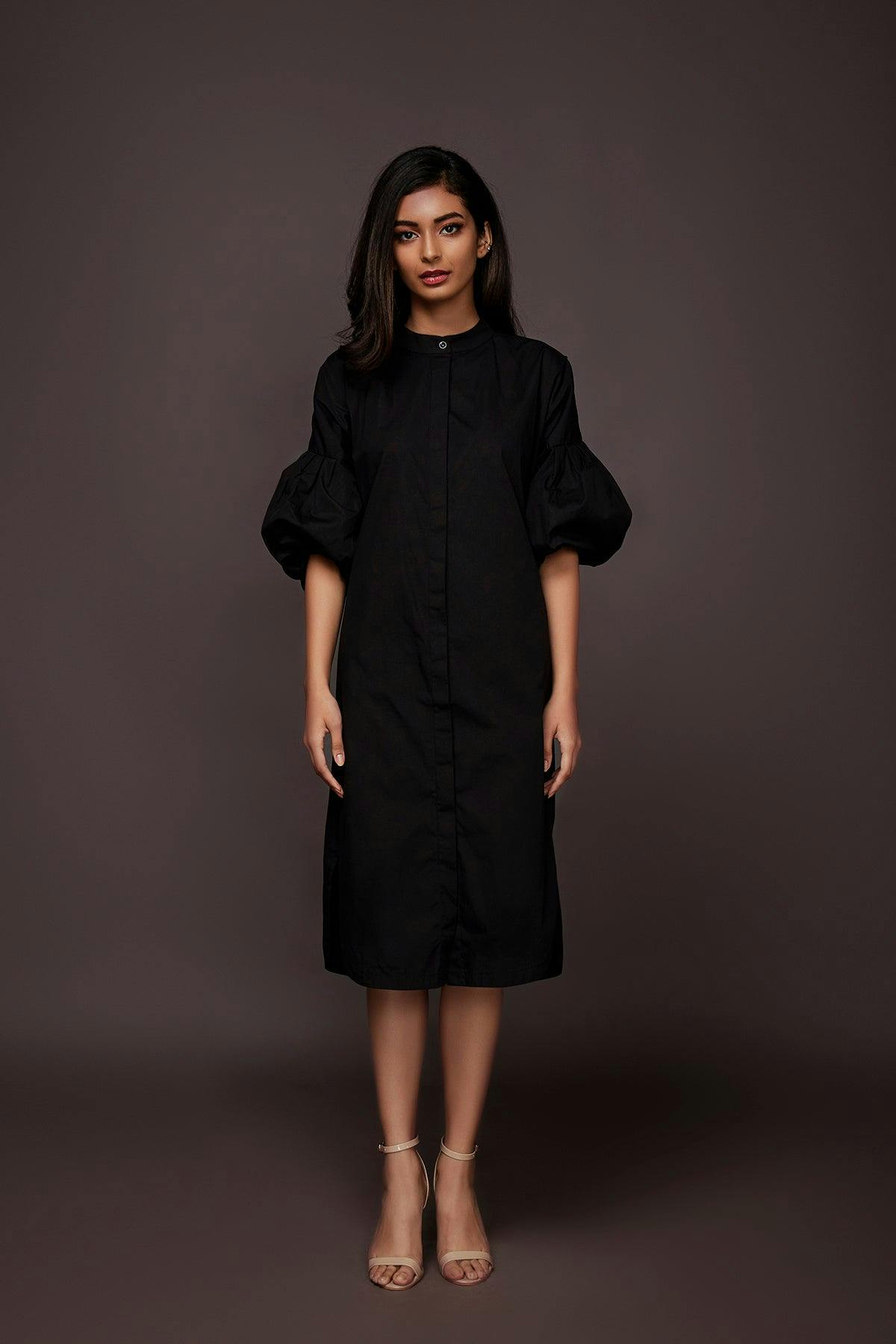 NN-1127 ::: Black Shirt With Back Embroidered Panel, a product by Deepika Arora