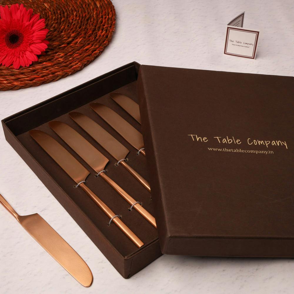 The Classic Rose Gold Dining Knife - Set of 6, a product by The Table Company
