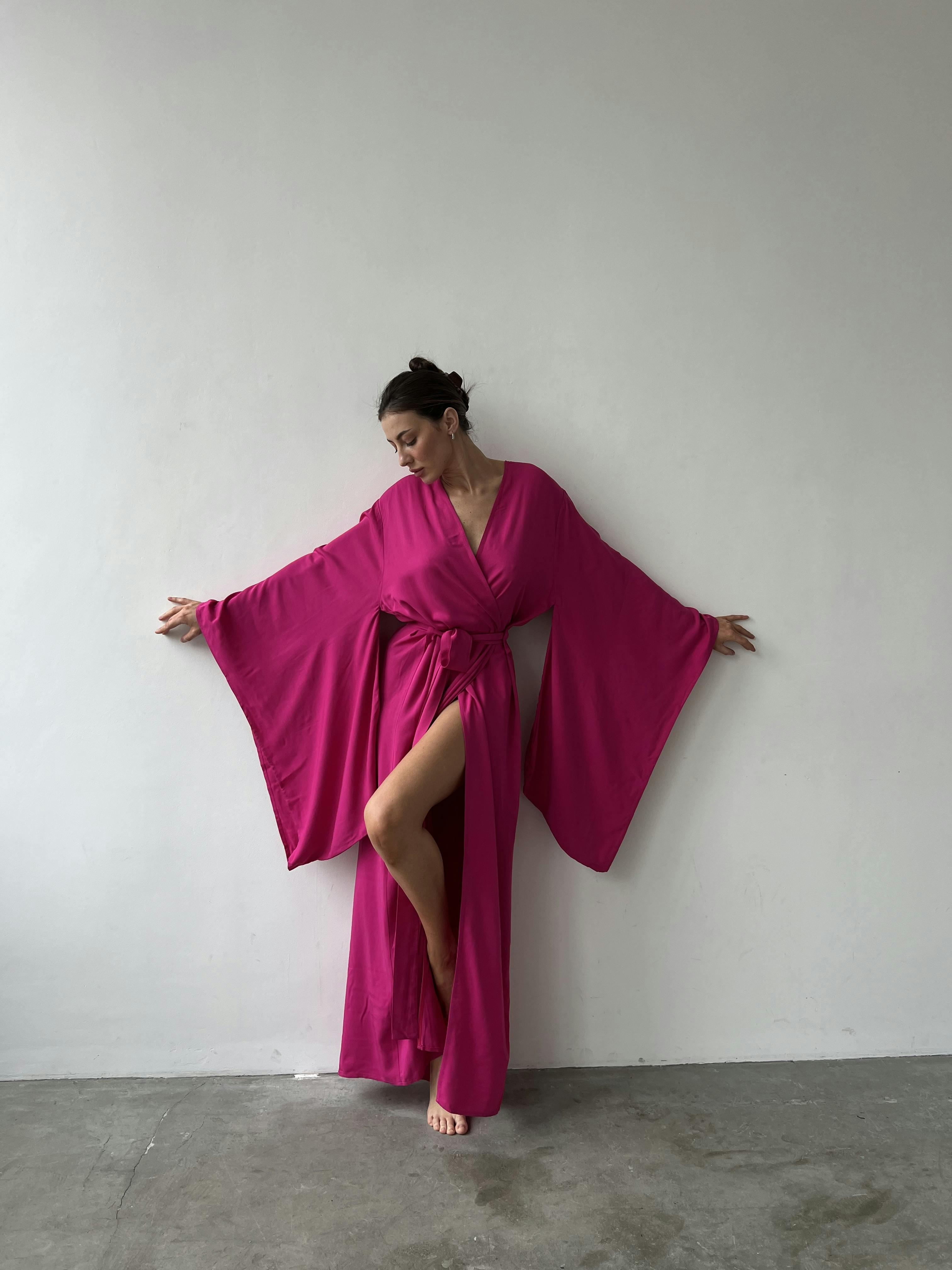 Kimono Sleeves Cotton Long Robe, a product by Okiya Studio