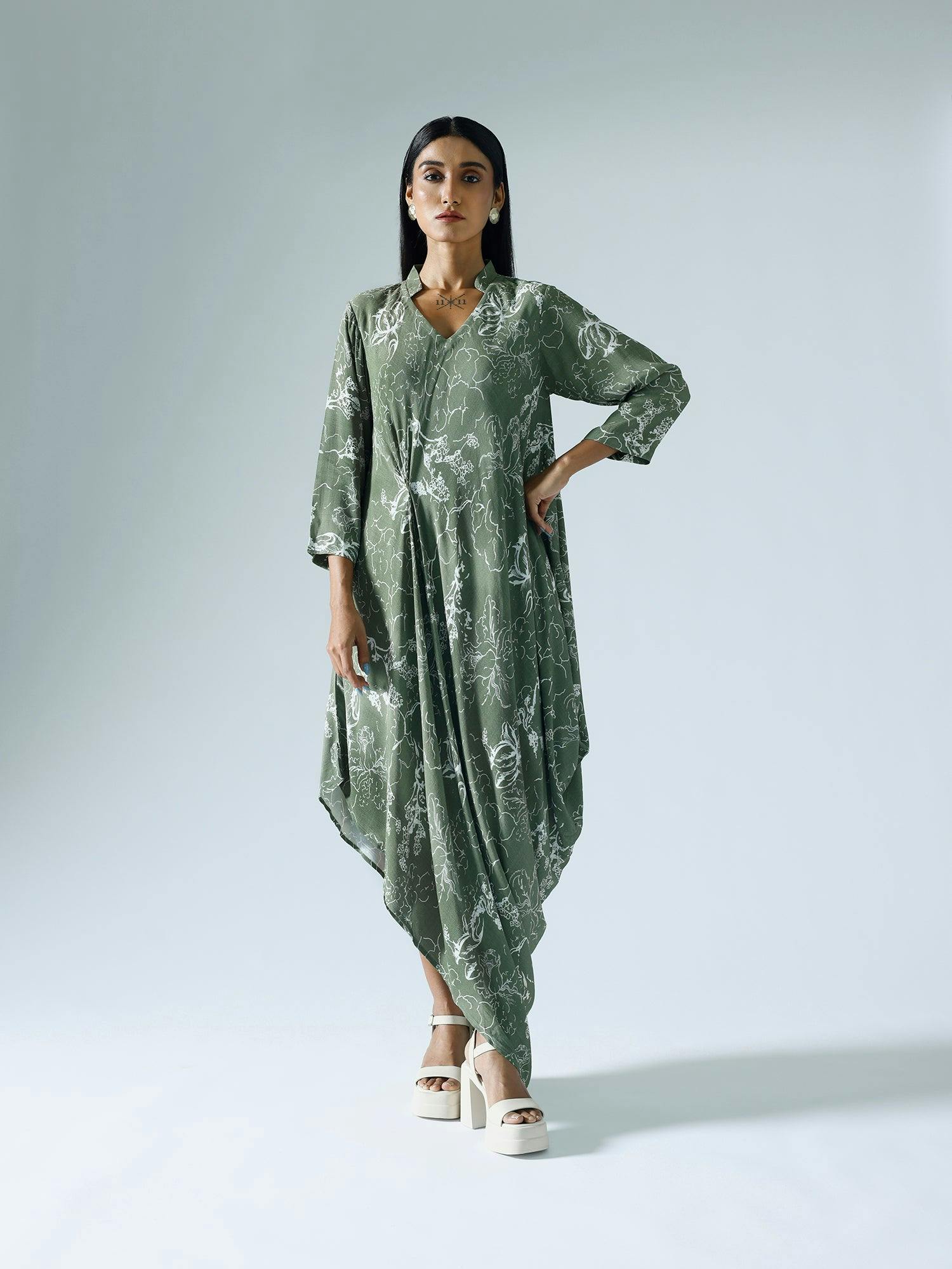 Bloom Green Draped Dress, a product by KLAD
