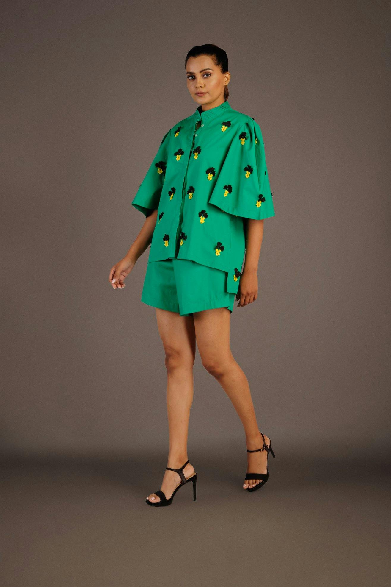 green co-ord set with confetti detailing, a product by Deepika Arora