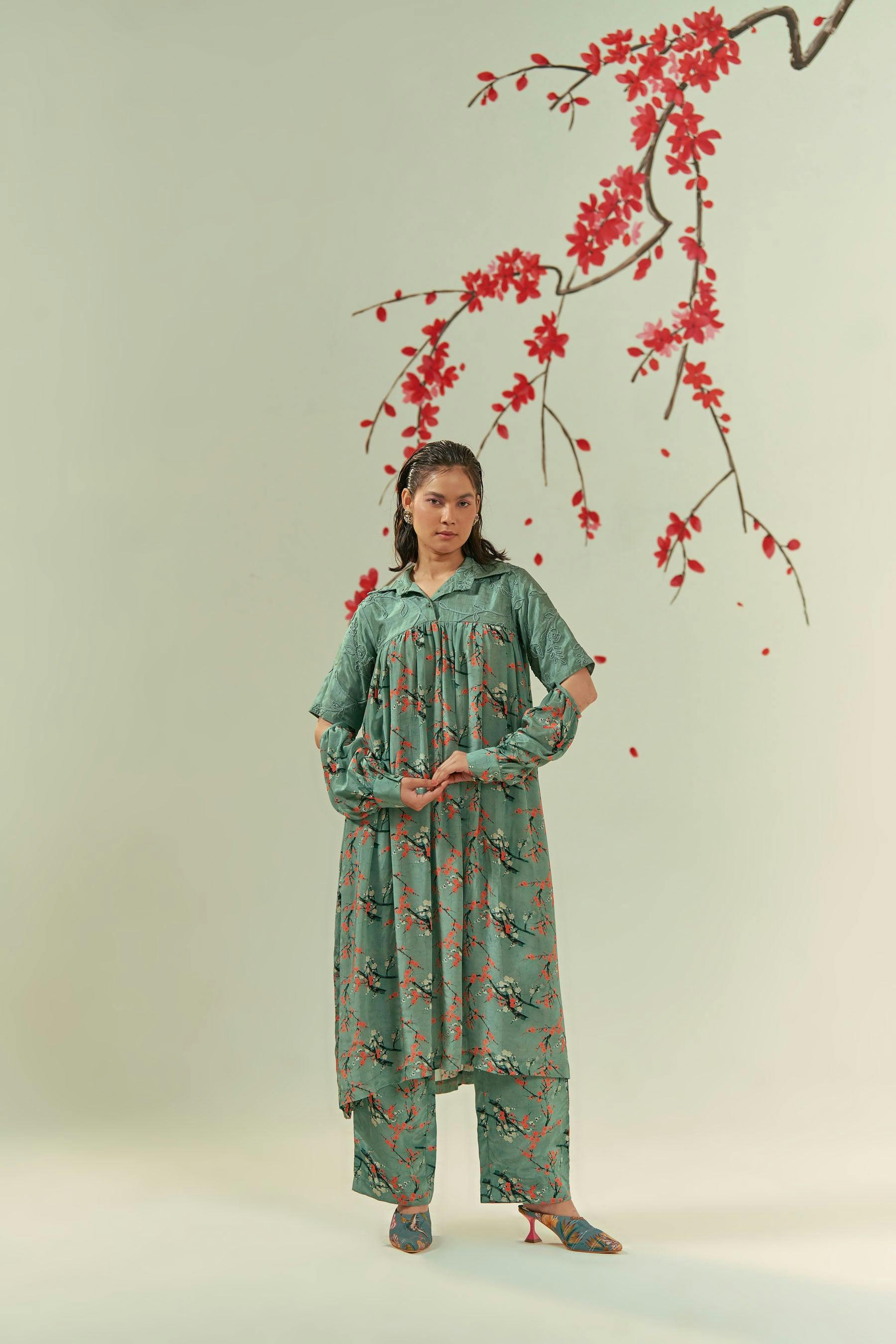 Kaze Gathered Tunic With Pants Co-ord Set, a product by COEUR by Ankita Khurana