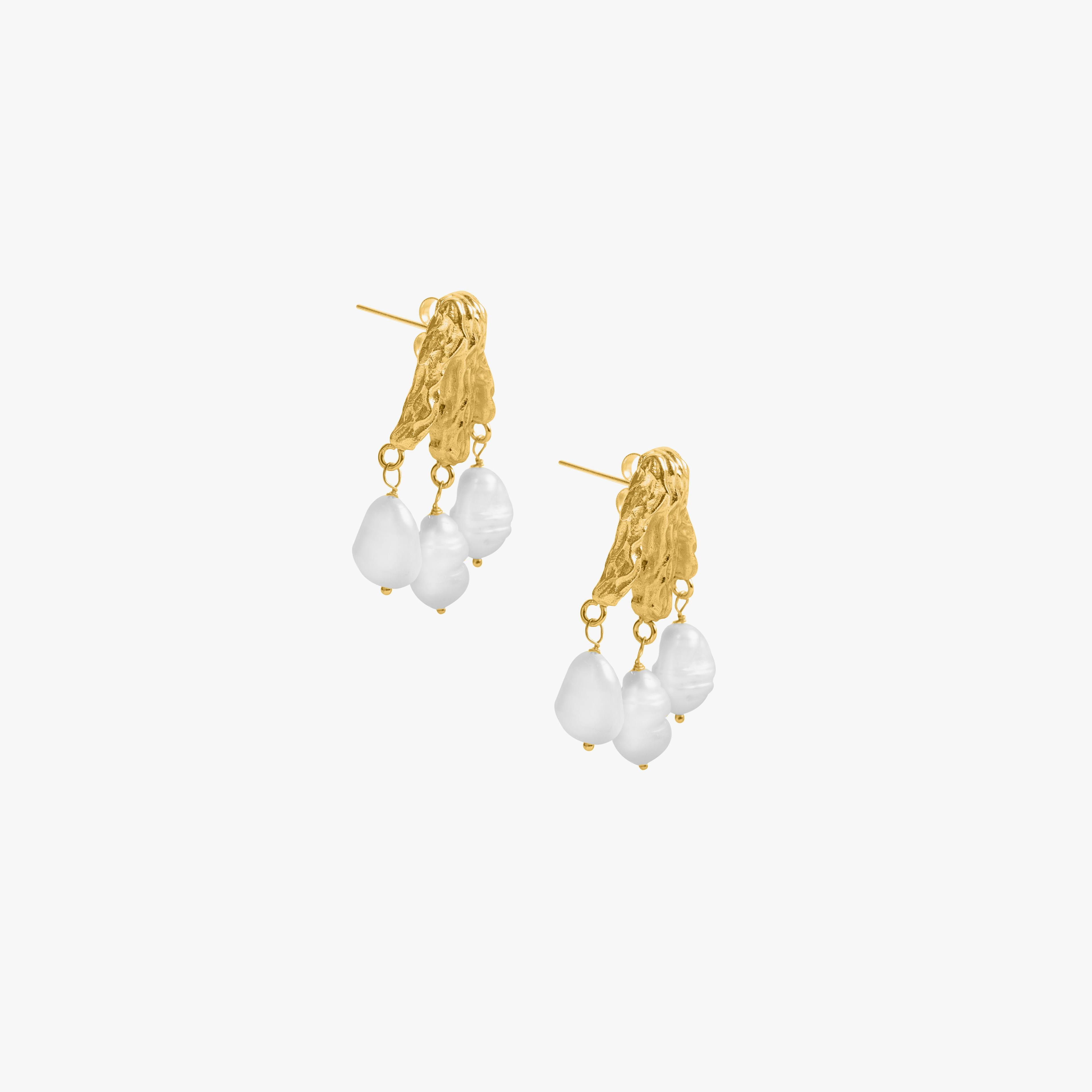 Thumbnail preview #1 for TREE FORK EARRINGS GOLD TONE 