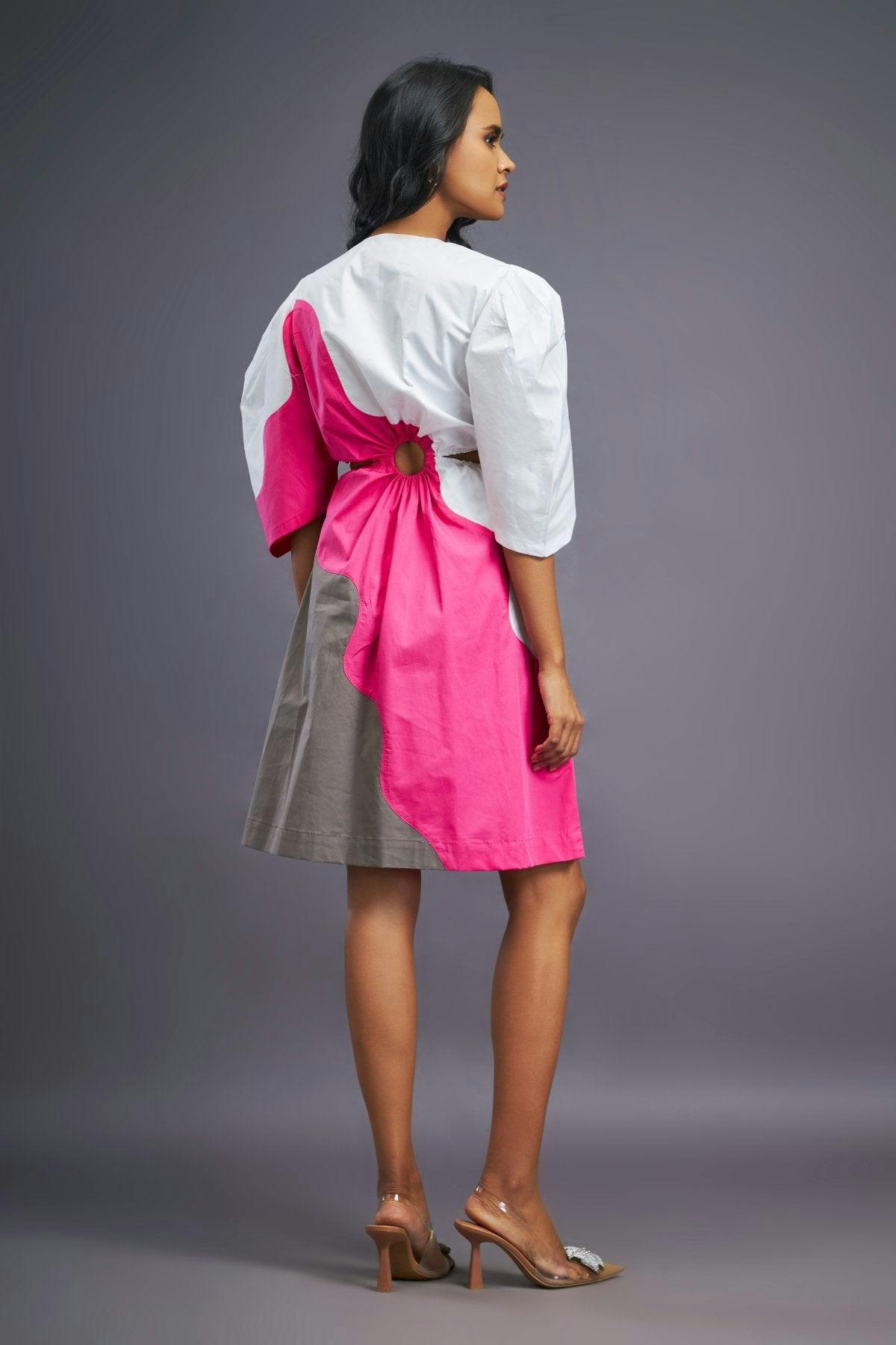 Thumbnail preview #2 for BB-1106-PG - White Pink Cutout Dress