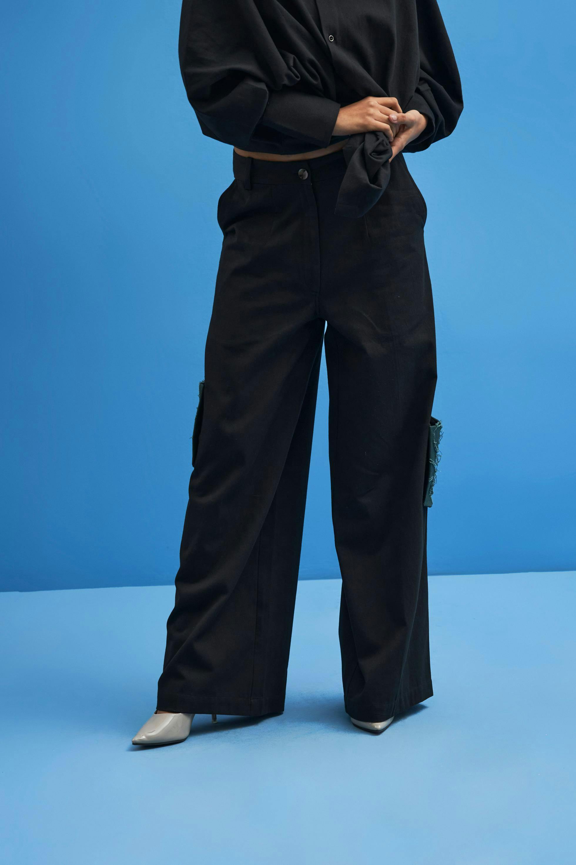 Thumbnail preview #2 for Black Shoji Patchwork Trousers